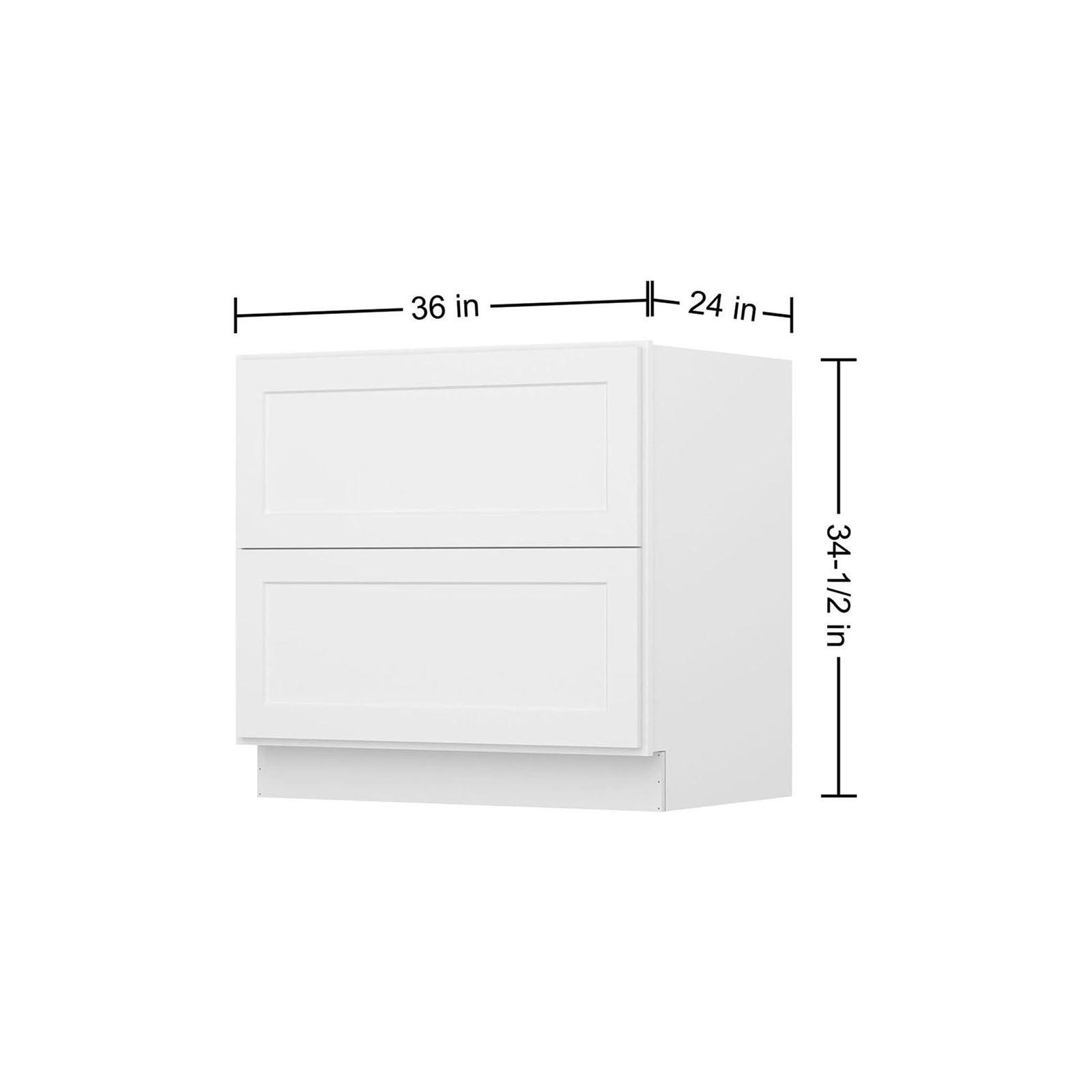Easy-DIY 36-in W x 24-in D x 34.5-in H in Shaker White Ready to Assemble Drawer Base Kitchen Cabinet with 2 Drawers
