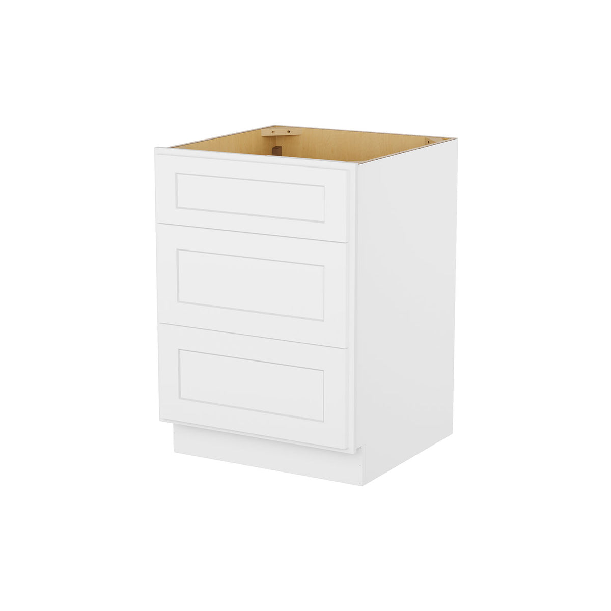 Easy-DIY 24-in W x 24-in D x 34.5-in H in Shaker White Ready to Assemble Drawer Base Kitchen Cabinet With 3-Drawers