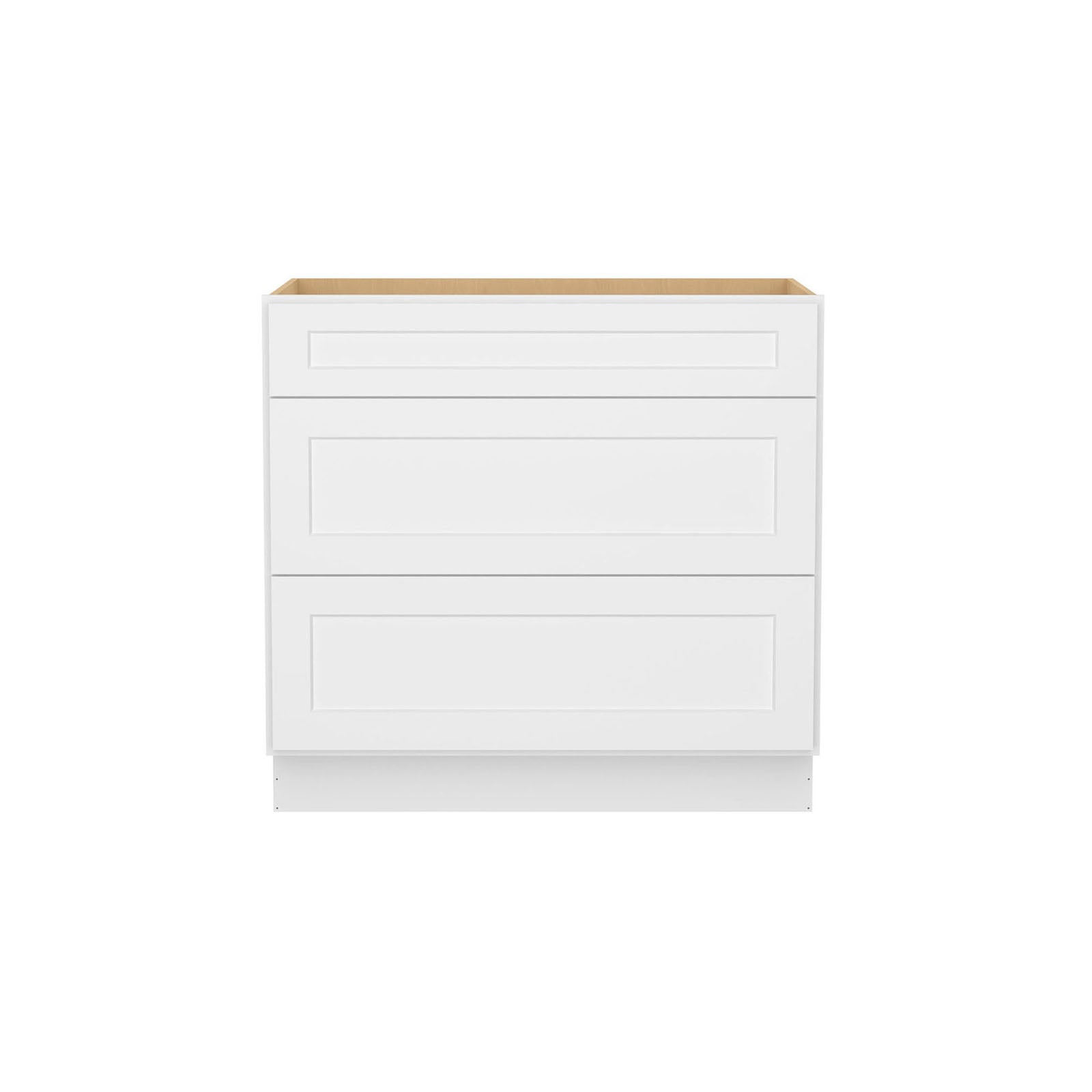 Easy-DIY 36-in W x 24-in D x 34.5-in H in Shaker White Ready to Assemble Drawer Base Kitchen Cabinet With 3-Drawers