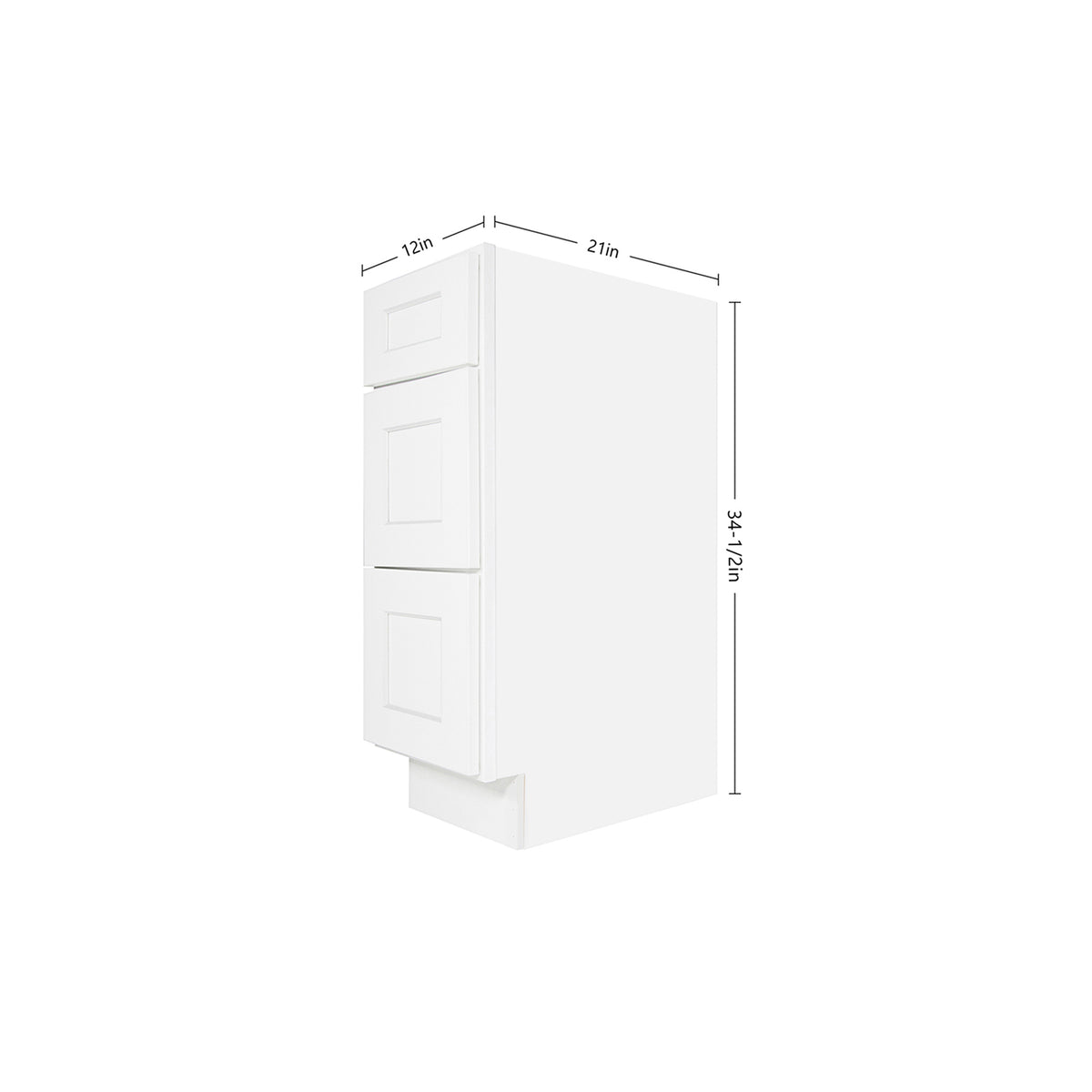 Easy-DIY 12 in. W x 21 in. D x 34.5 in. H in Ready to Assemble Bath Vanity Cabinet without Top in Shaker White