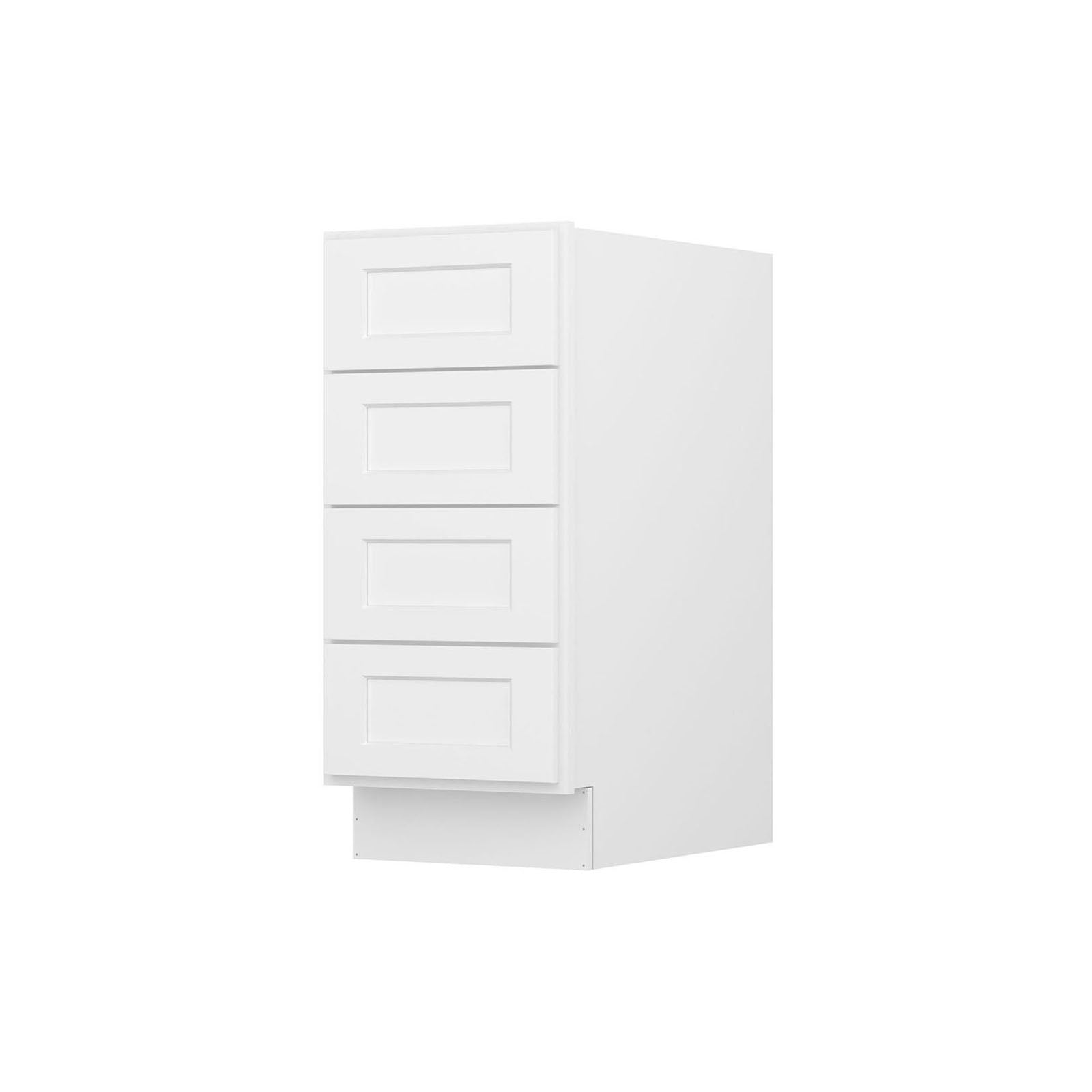 Easy-DIY 15-in W x 24-in D x 34.5-in H in Shaker White Ready to Assemble Drawer Base Kitchen Cabinet With 4-Drawers