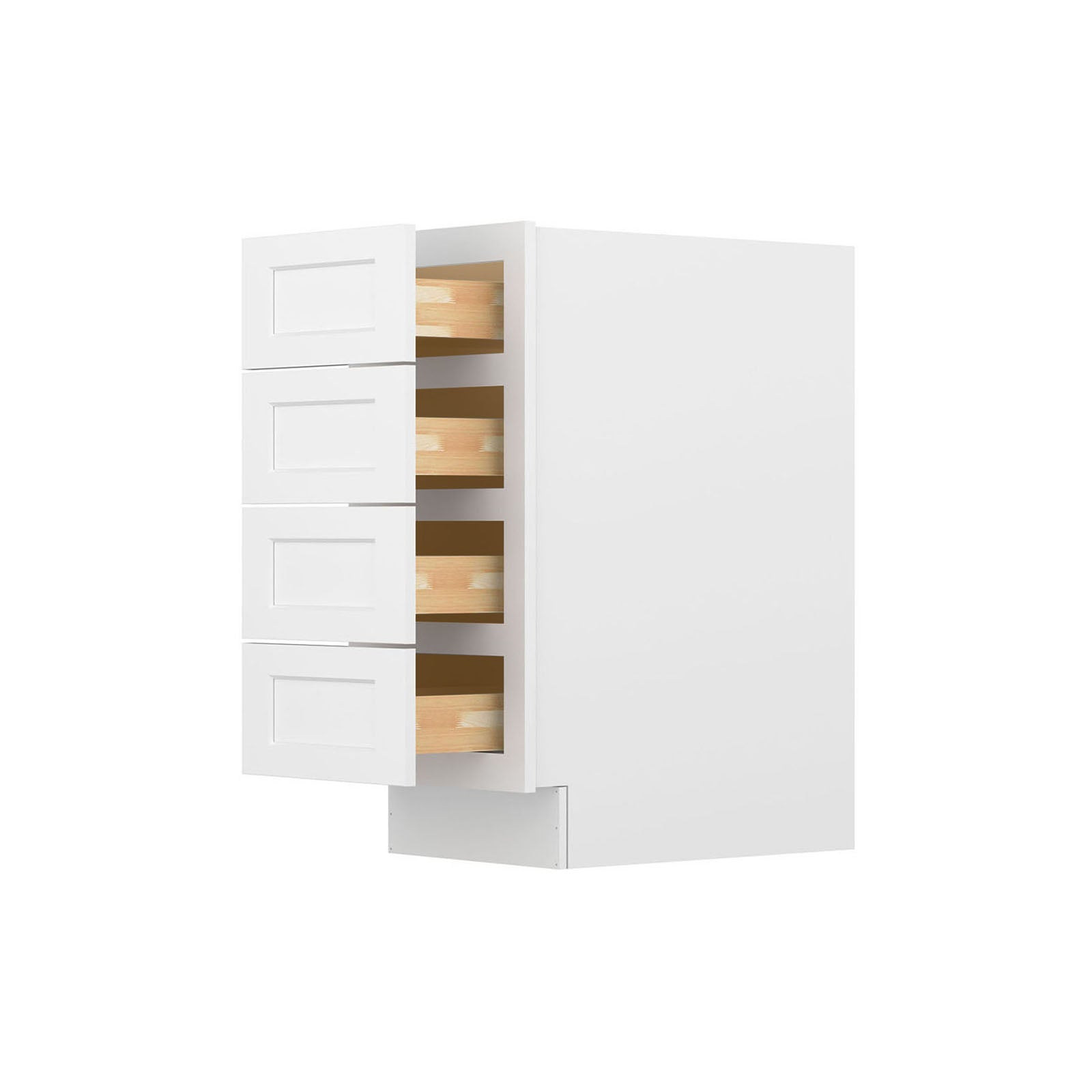 Easy-DIY 15-in W x 24-in D x 34.5-in H in Shaker White Ready to Assemble Drawer Base Kitchen Cabinet With 4-Drawers