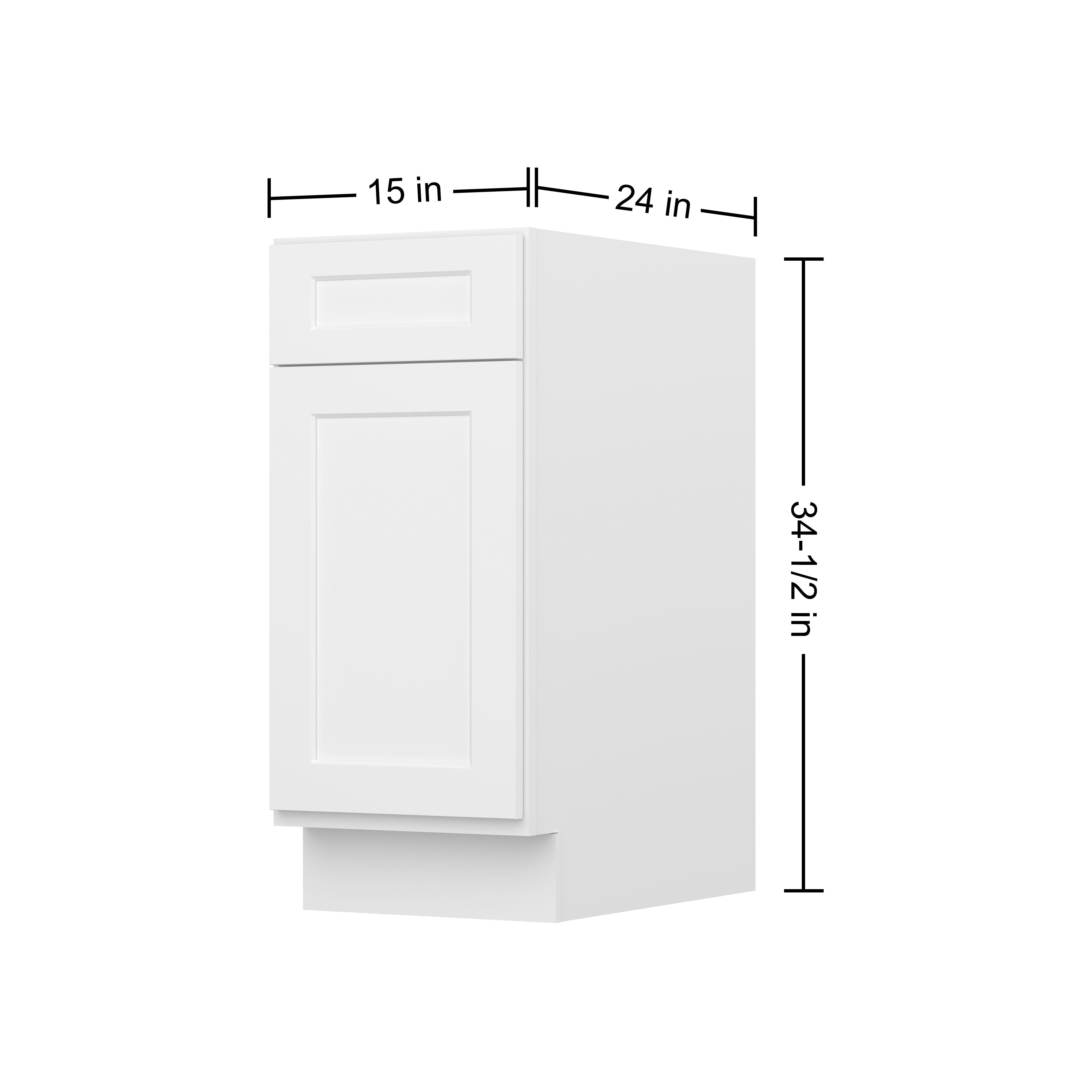 Easy-DIY 15-in W x 24-in D x 34.5-in H in Shaker White Ready to Assemble Drawer Base Kitchen Cabinet with 1 Door