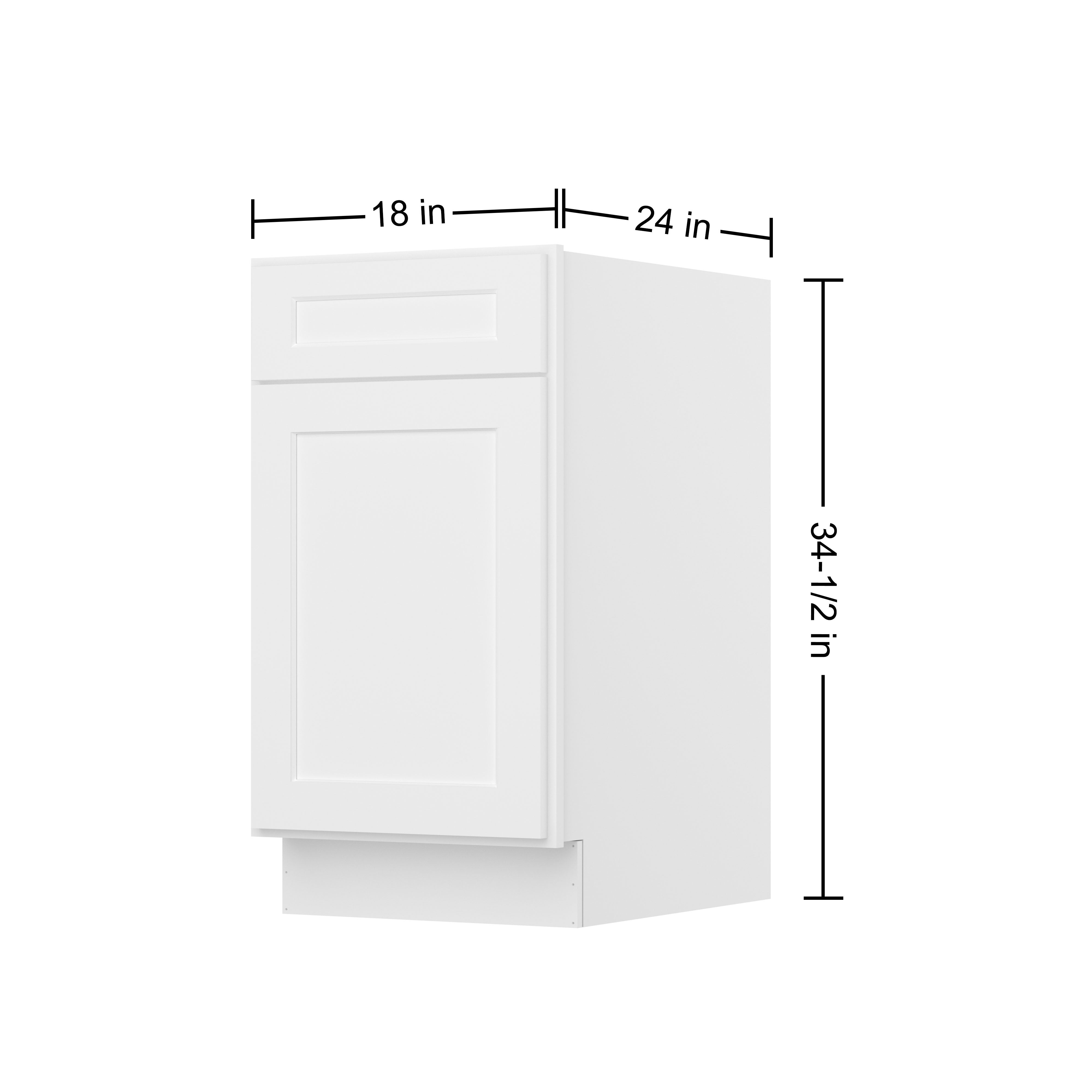 Easy-DIY 18-in W x 24-in D x 34.5-in H in Shaker White Ready to Assemble Drawer Base Kitchen Cabinet with 1 Door