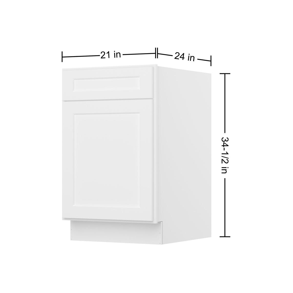 Easy-DIY 21-in W x 24-in D x 34.5-in H in Shaker White Ready to Assemble Drawer Base Kitchen Cabinet with 1 Door