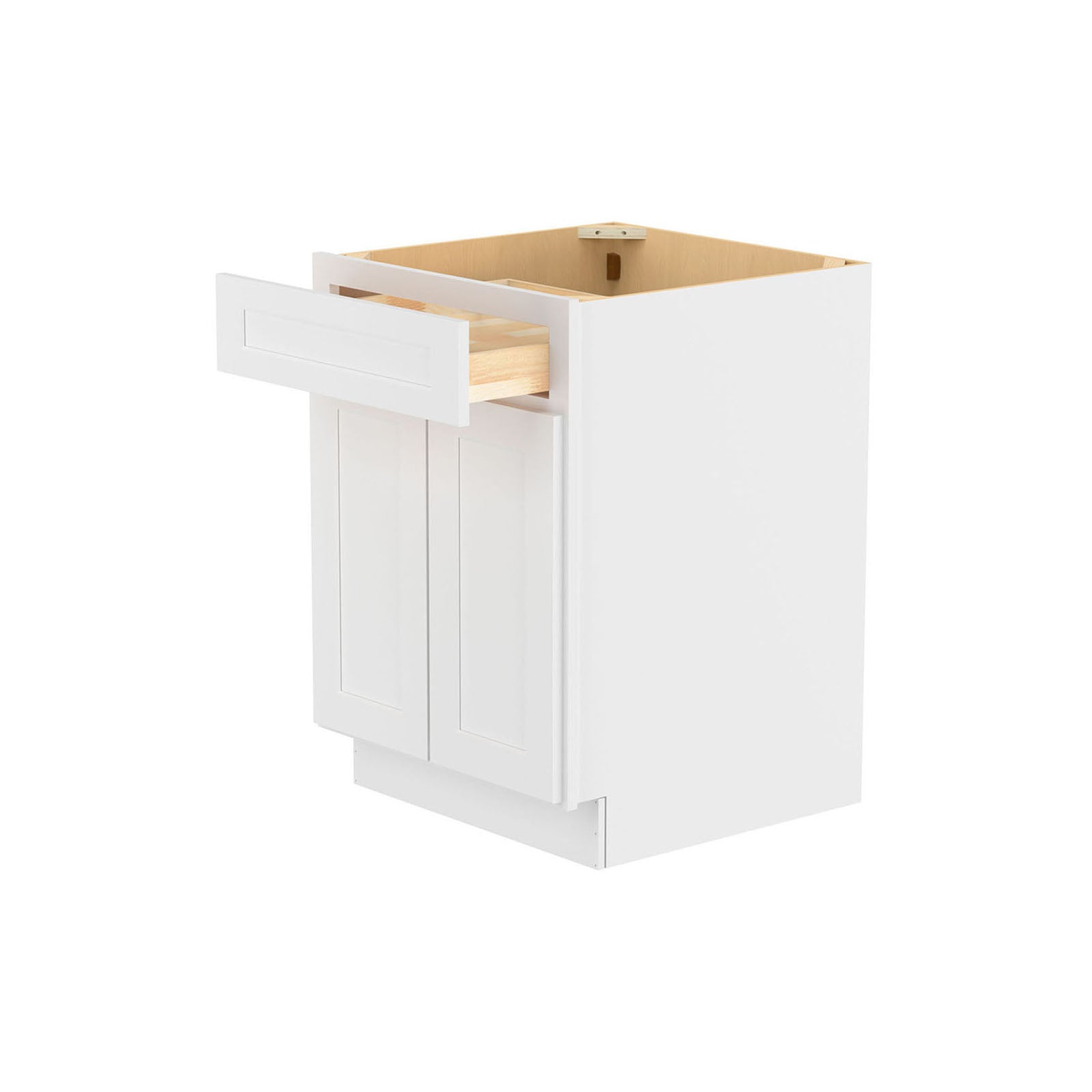 Easy-DIY 24-in W x 24-in D x 34.5-in H in Shaker White Ready to Assemble Drawer Base Kitchen Cabinet with 2 Doors