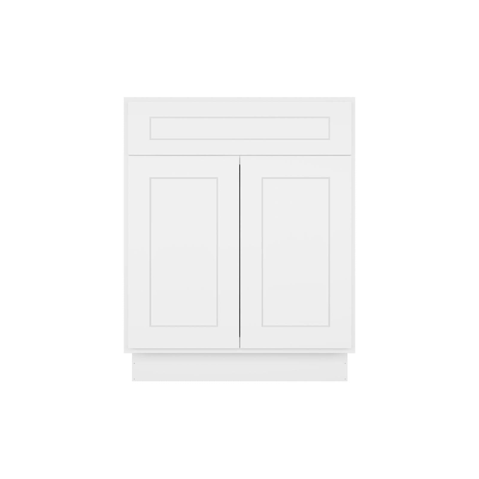 Easy-DIY 27-in W x 24-in D x 34.5-in H in Shaker White Ready to Assemble Drawer Base Kitchen Cabinet With 2 Doors