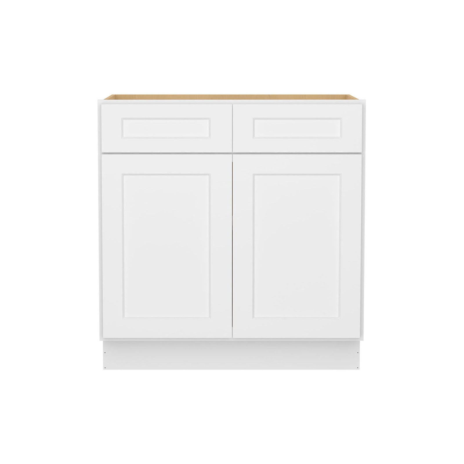 Easy-DIY 33-in W x 24-in D x 34.5-in H in Shaker White Ready to Assemble Drawer Base Kitchen Cabinet with 2 Doors