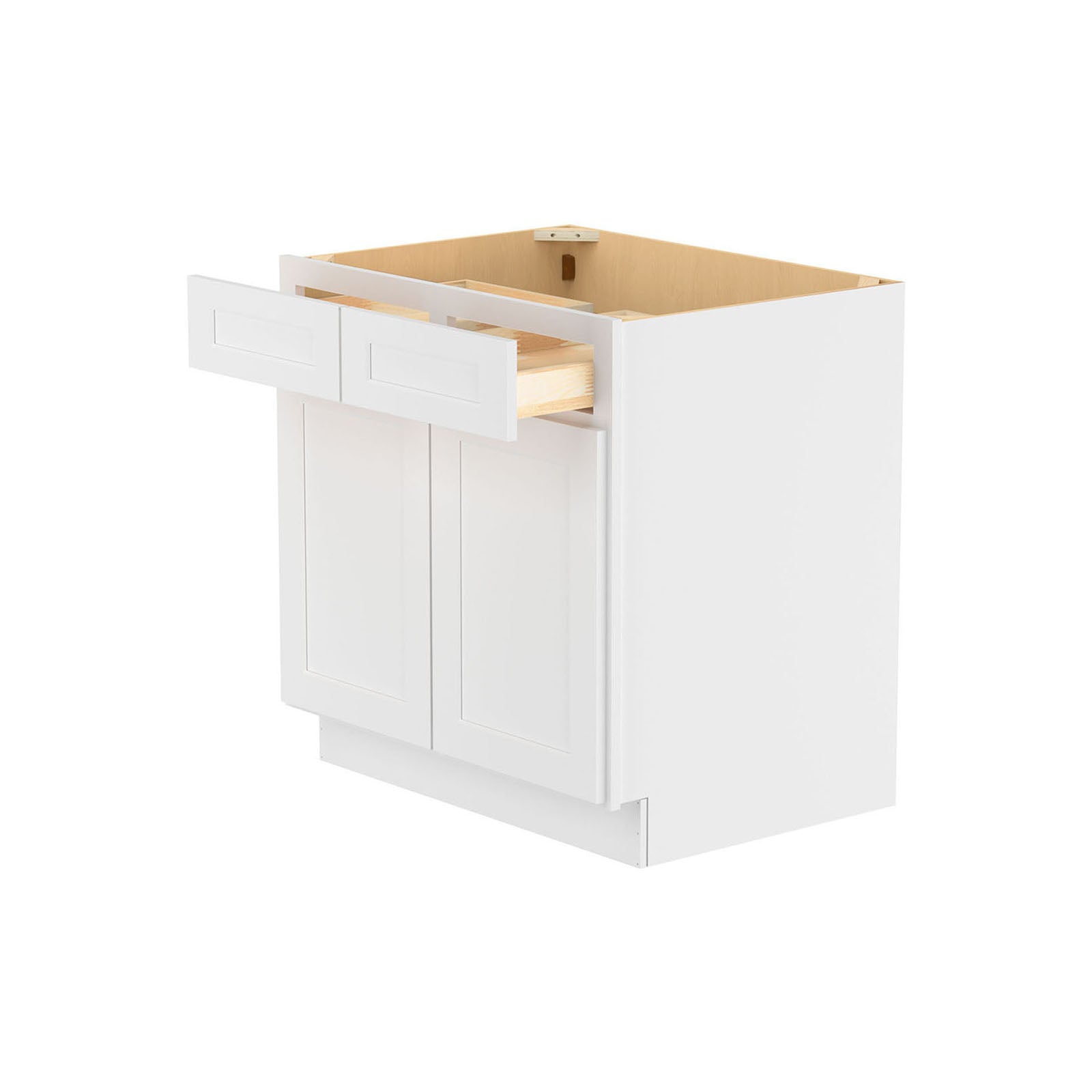 Easy-DIY 33-in W x 24-in D x 34.5-in H in Shaker White Ready to Assemble Drawer Base Kitchen Cabinet with 2 Doors