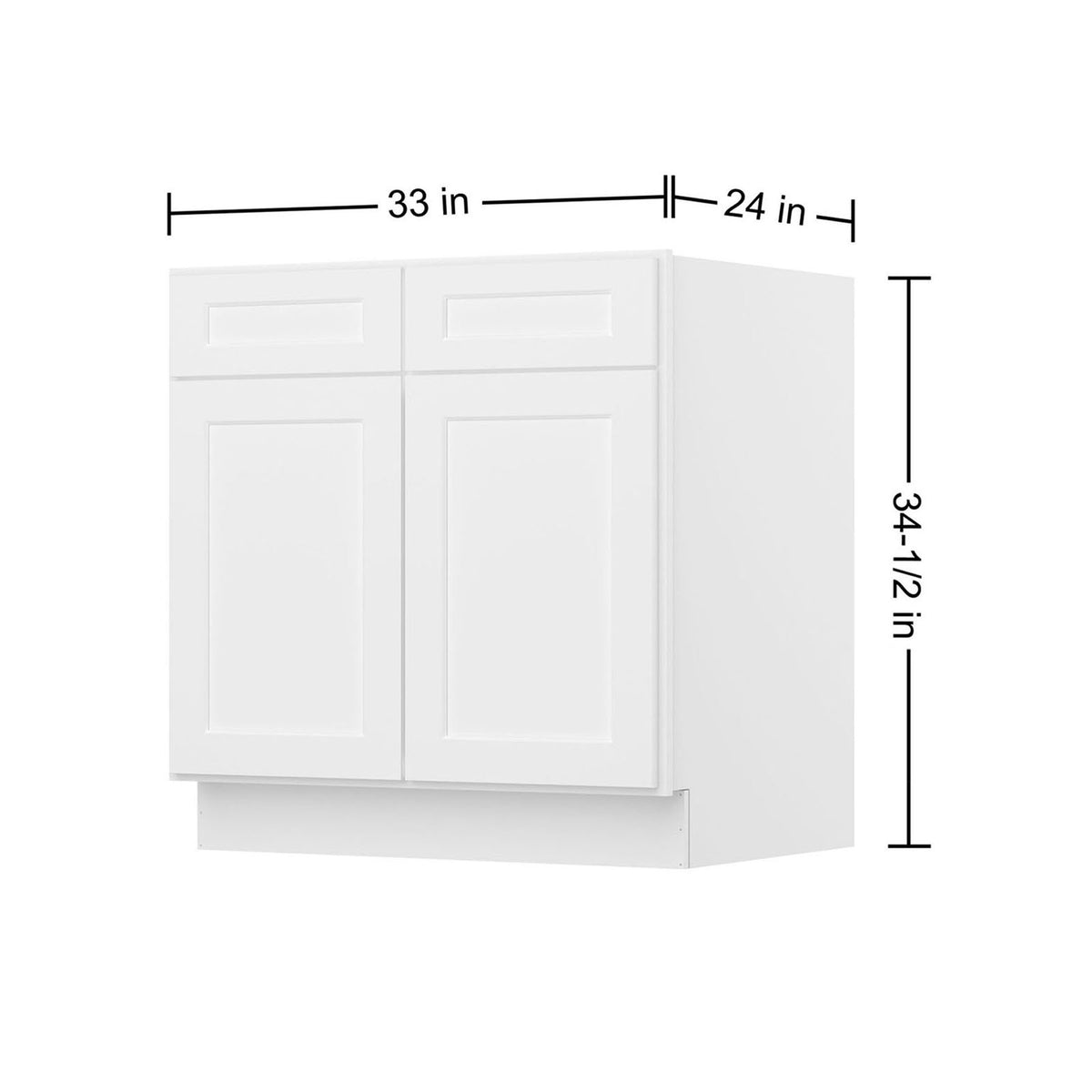 Easy-DIY 33-in W x 24-in D x 34.5-in H in Shaker White Ready to Assemble Drawer Base Kitchen Cabinet with 2 Doors