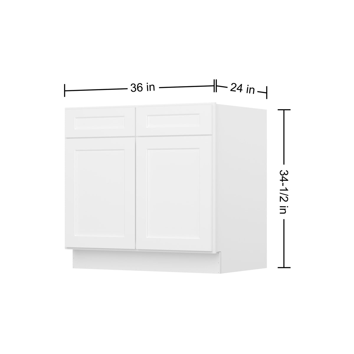 Easy-DIY 36-in W x 24-in D x 34.5-in H in Shaker White Ready to Assemble Drawer Base Kitchen Cabinet With 2 Doors