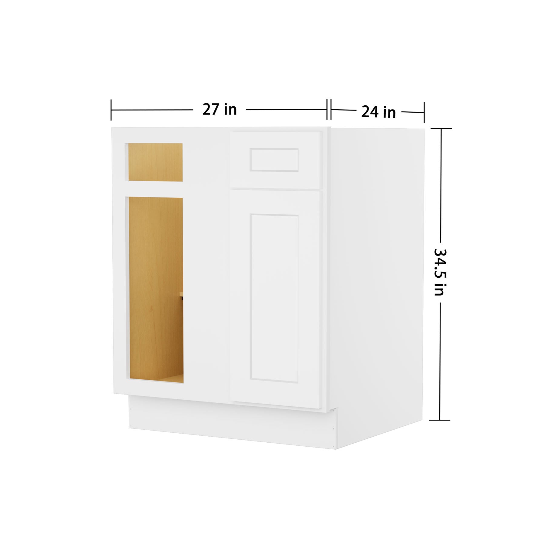 Easy-DIY 36-in W x 24-in D x 34.5-in H in Shaker White Ready to Assemble Blind Bases Kitchen Cabinet