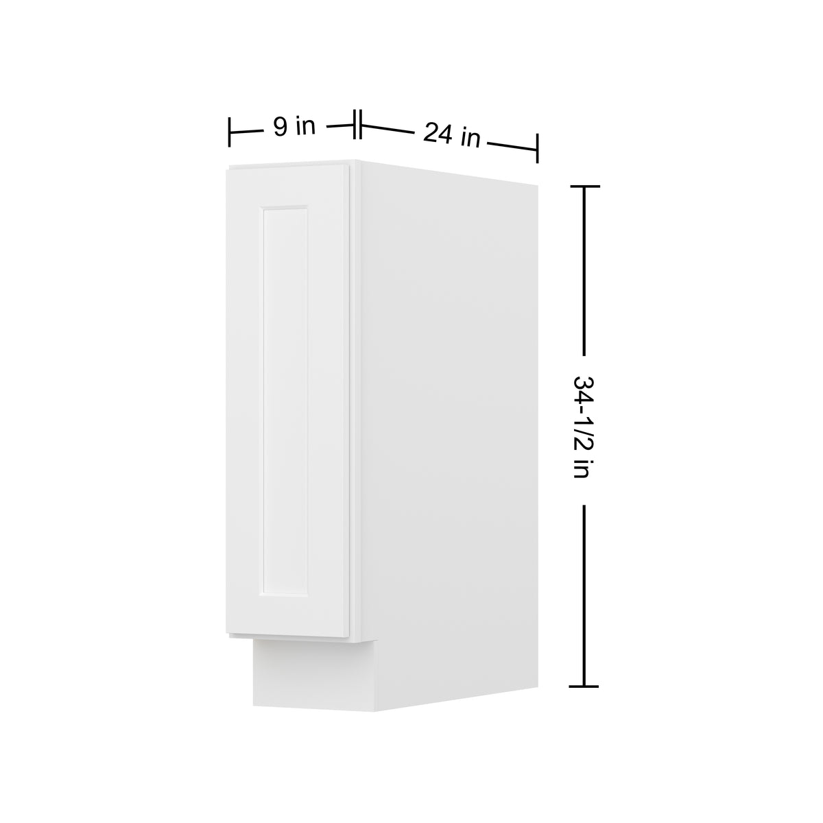 Easy-DIY 9-in W x 24-in D x 34.5-in H in Shaker White Ready to Assemble Tray Bases Kitchen Cabinet