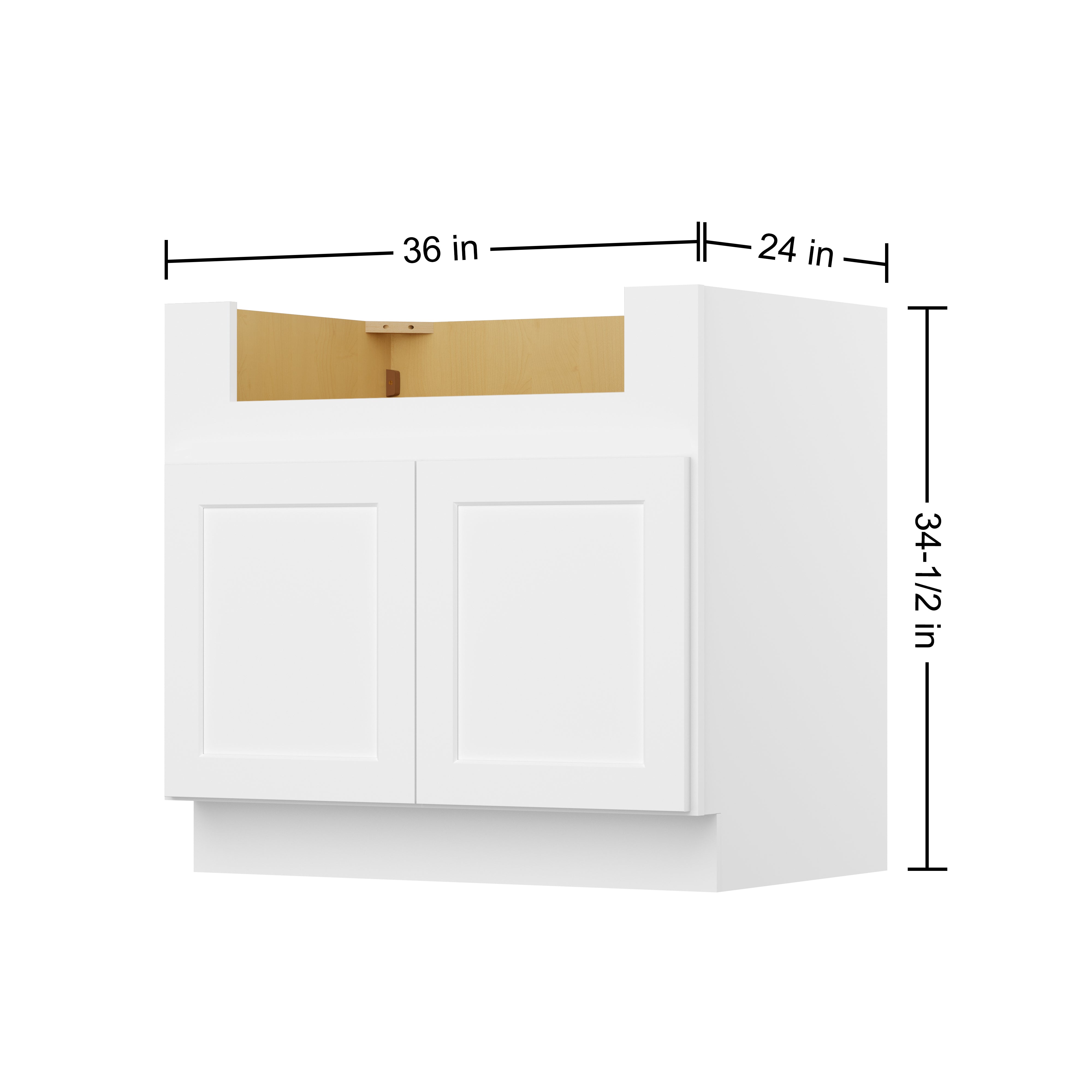 Easy-DIY 36-in W x 24-in D x 34.5-in H in Shaker White Ready to Assemble Farm Sink Bases Kitchen Cabinet