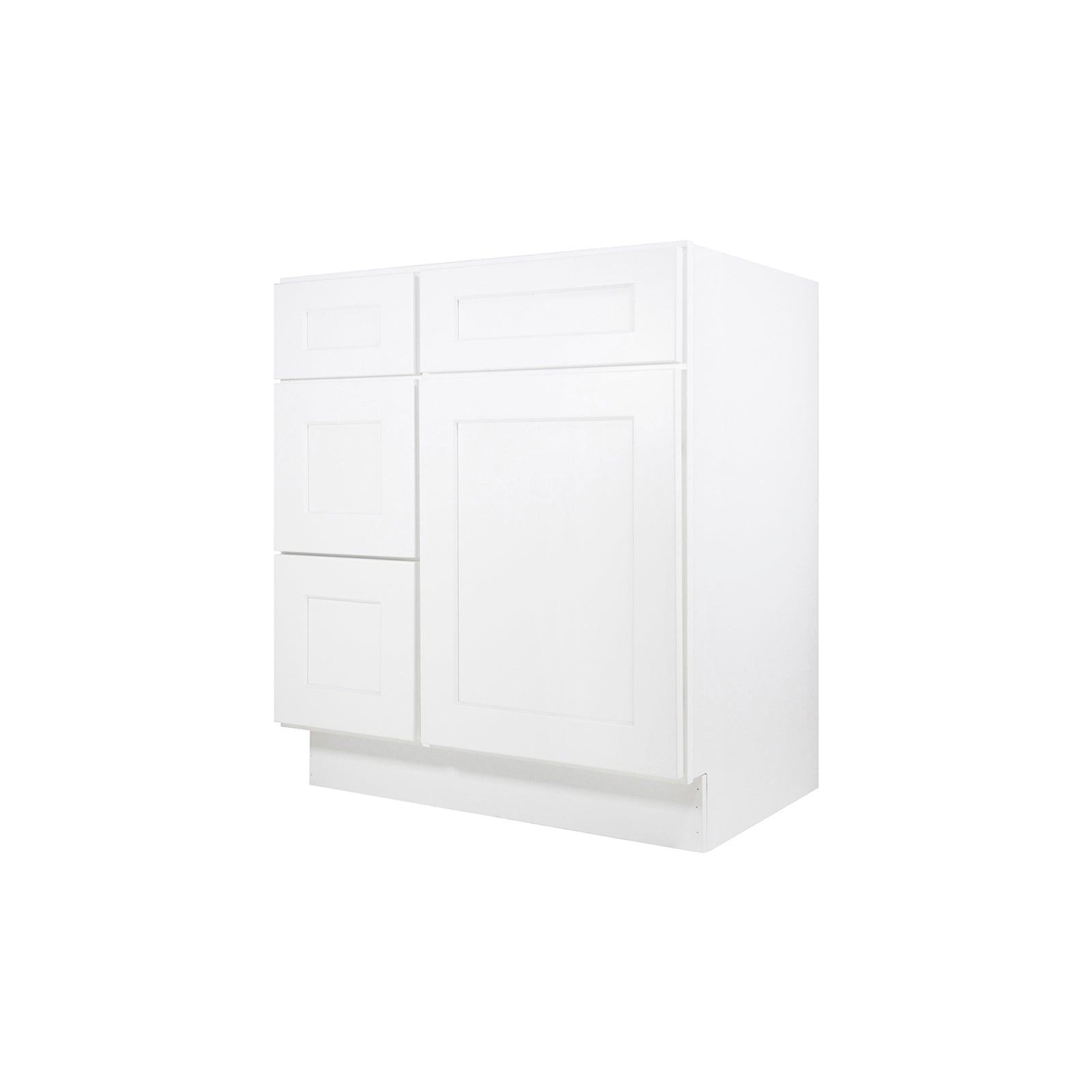 Easy-DIY Combo Bases - Drawers Left 30 in. W x 21 in. D x 34.5 in. H Bath Vanity Cabinet without Top in Shaker White