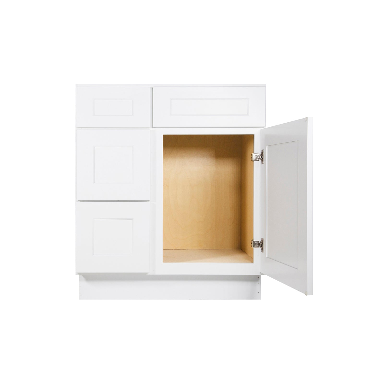 Easy-DIY Combo Bases - Drawers Left 30 in. W x 21 in. D x 34.5 in. H Bath Vanity Cabinet without Top in Shaker White