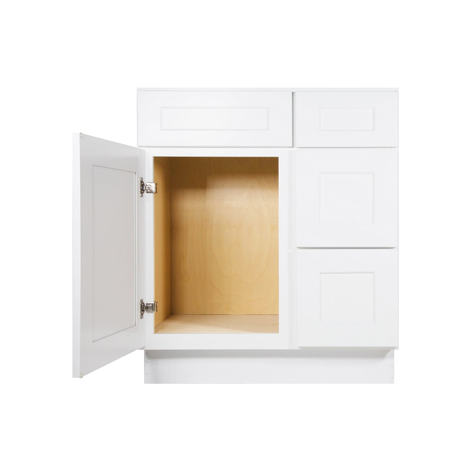 Easy-DIY Combo Bases - Drawers Right 30 in. W x 21 in. D x 34.5 in. H Bath Vanity Cabinet without Top in Shaker White