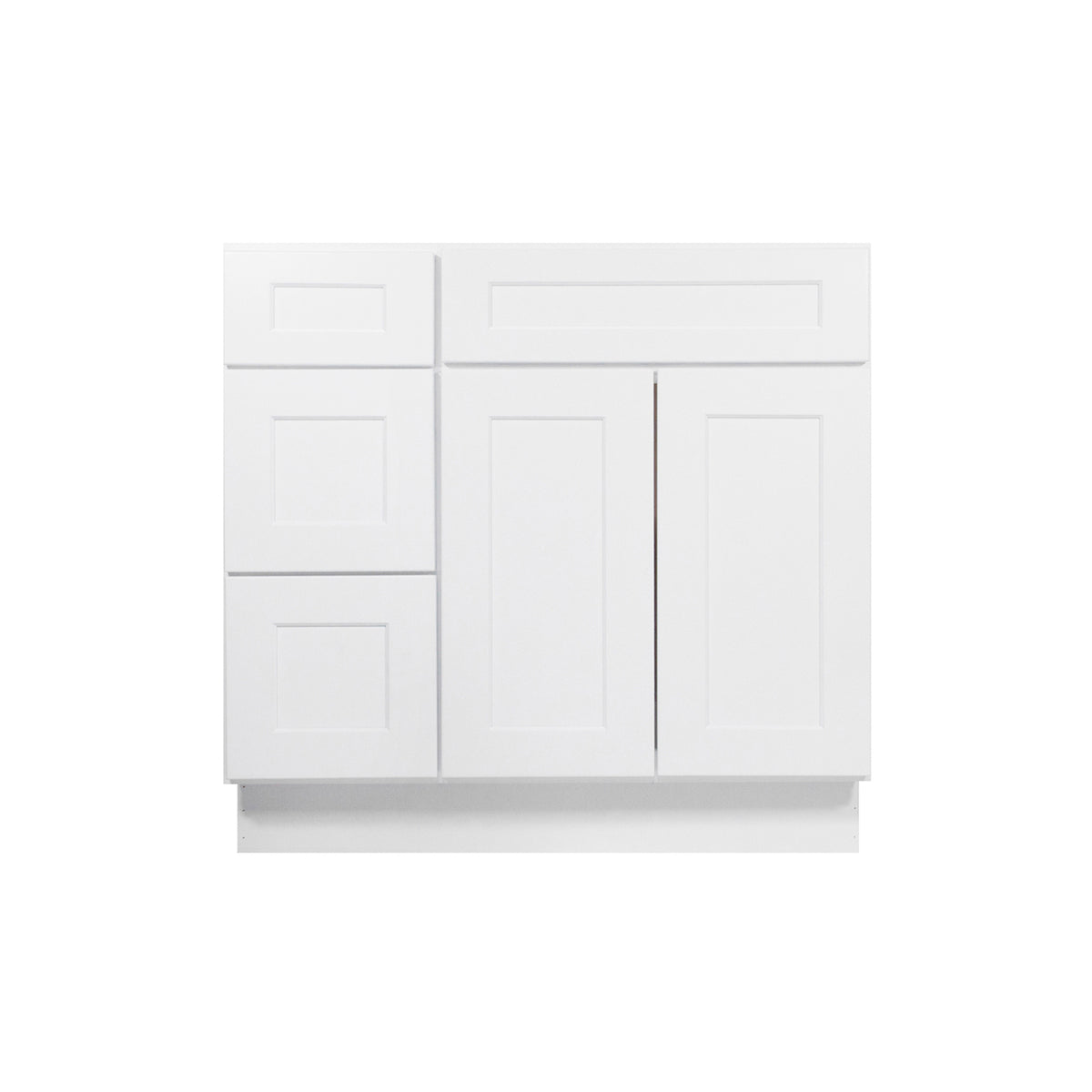 Easy-DIY Combo Bases - Drawers Left 36 in. W x 21 in. D x 34.5 in. H Bath Vanity Cabinet without Top in Shaker White