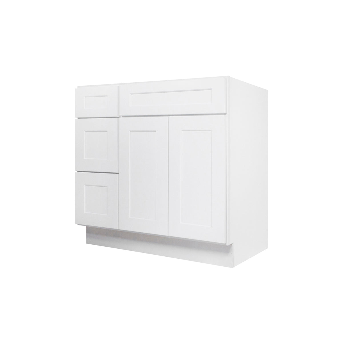 Easy-DIY Combo Bases - Drawers Left 36 in. W x 21 in. D x 34.5 in. H Bath Vanity Cabinet without Top in Shaker White
