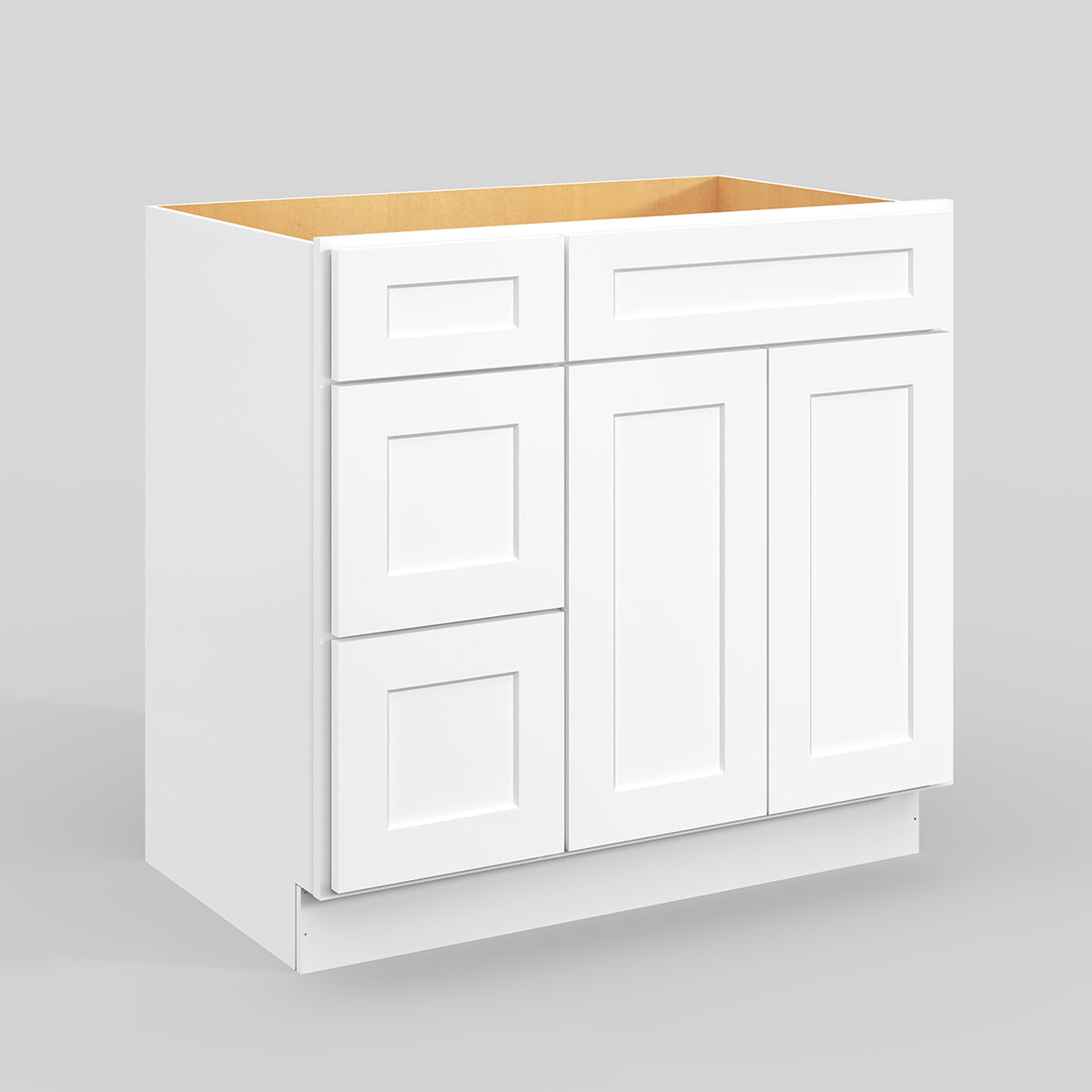 V Series One Left Door Three Drawer Bathroom Vanity Base Cabinet, Kitchen Cabinet