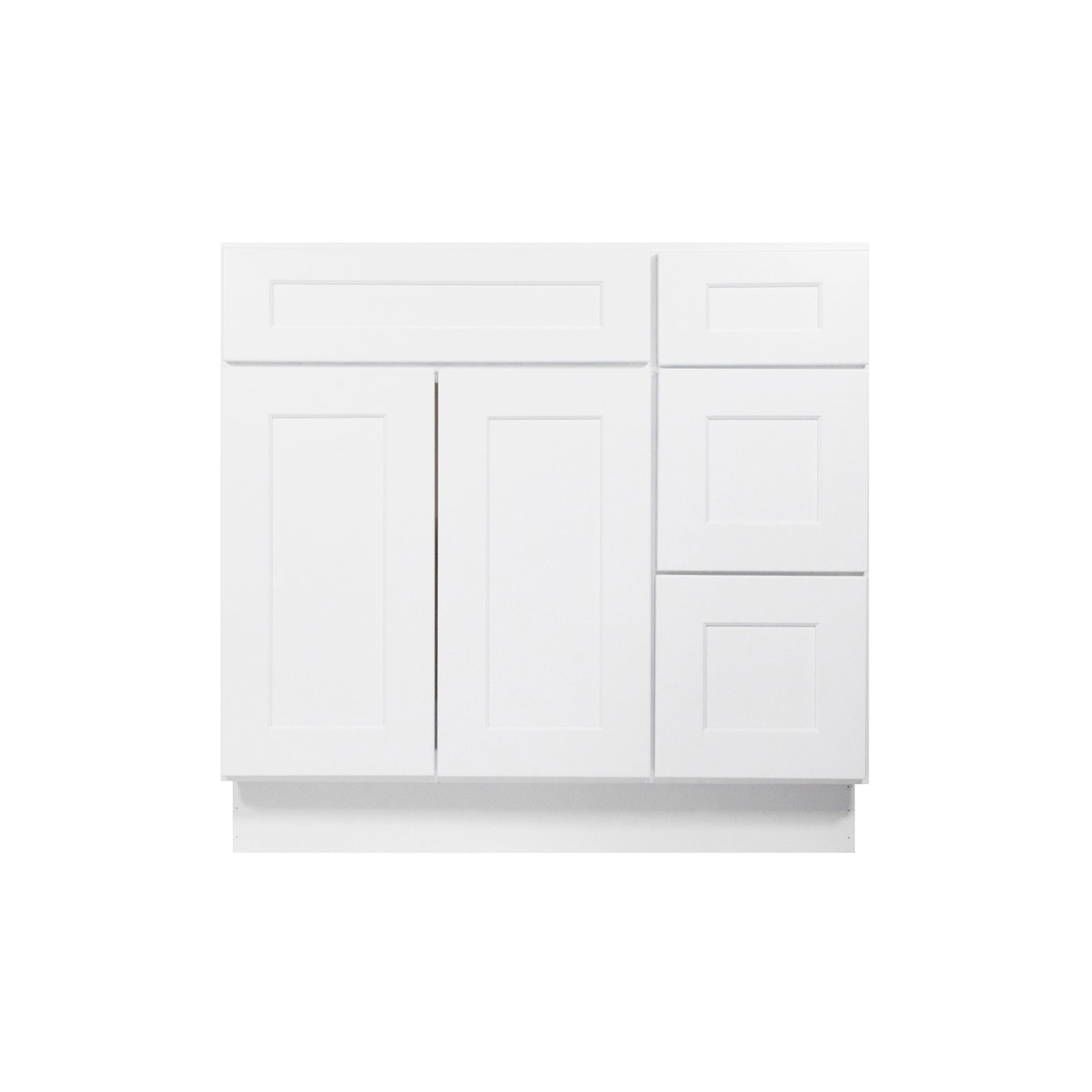 Easy-DIY Combo Bases - Drawers Right 36 in. W x 21 in. D x 34.5 in. H Bath Vanity Cabinet without Top in Shaker White