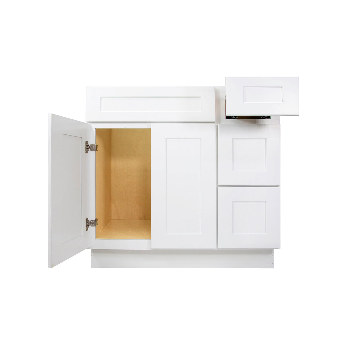 Easy-DIY Combo Bases - Drawers Right 36 in. W x 21 in. D x 34.5 in. H Bath Vanity Cabinet without Top in Shaker White