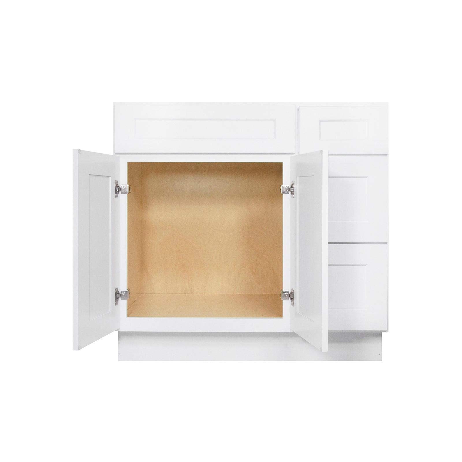 Easy-DIY Combo Bases - Drawers Right 36 in. W x 21 in. D x 34.5 in. H Bath Vanity Cabinet without Top in Shaker White