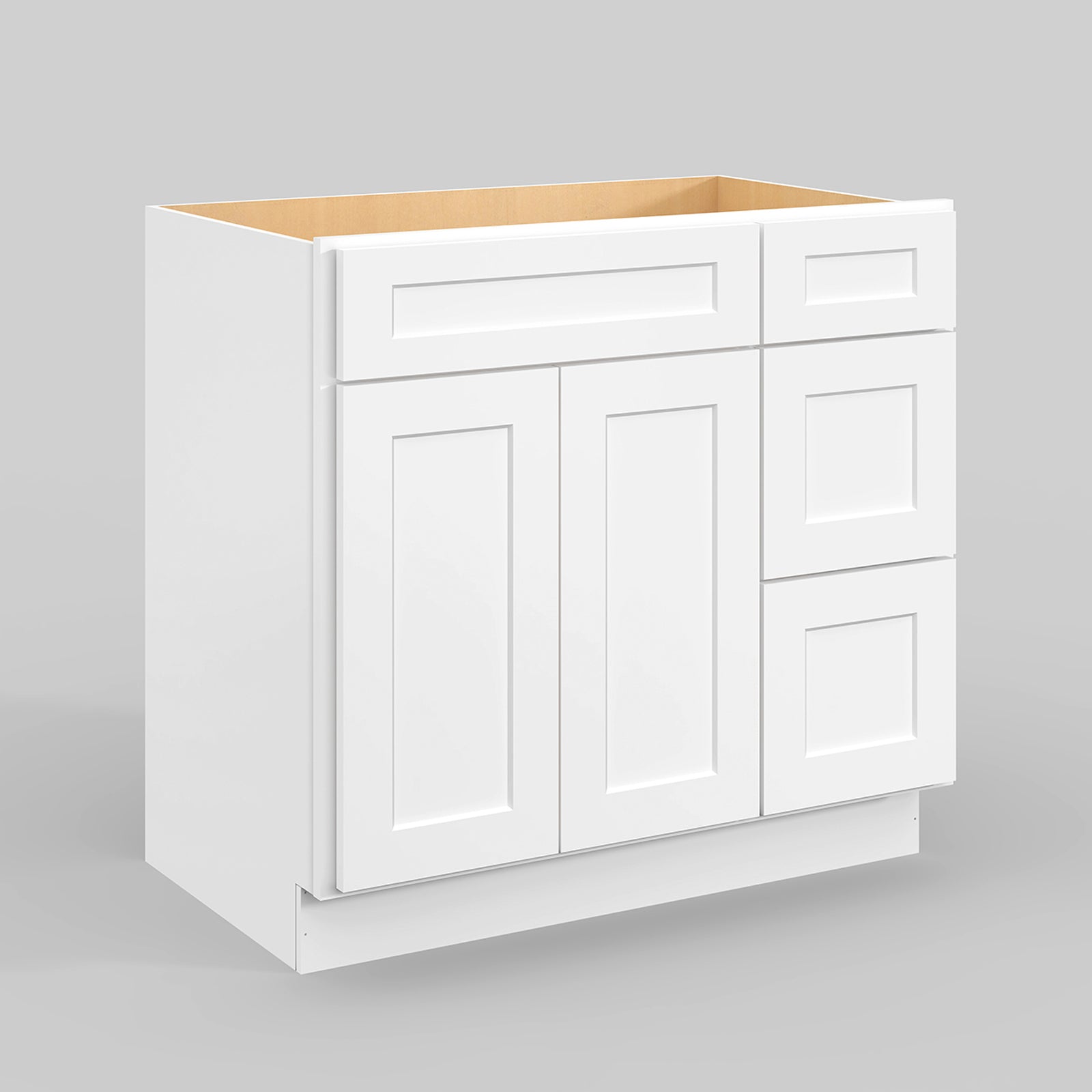 V Series One Left Door Three Drawer Bathroom Vanity Base Cabinet, Kitchen Cabinet
