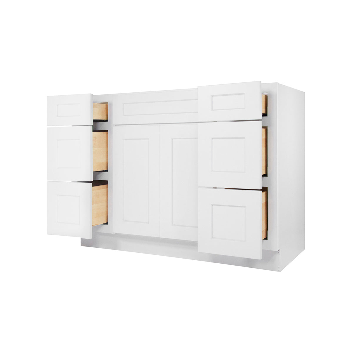 Easy-DIY Combo Bases - Two Drawer Stack 48 in. W x 21 in. D x 34.5 in. H Bath Vanity Cabinet without Top in Shaker White