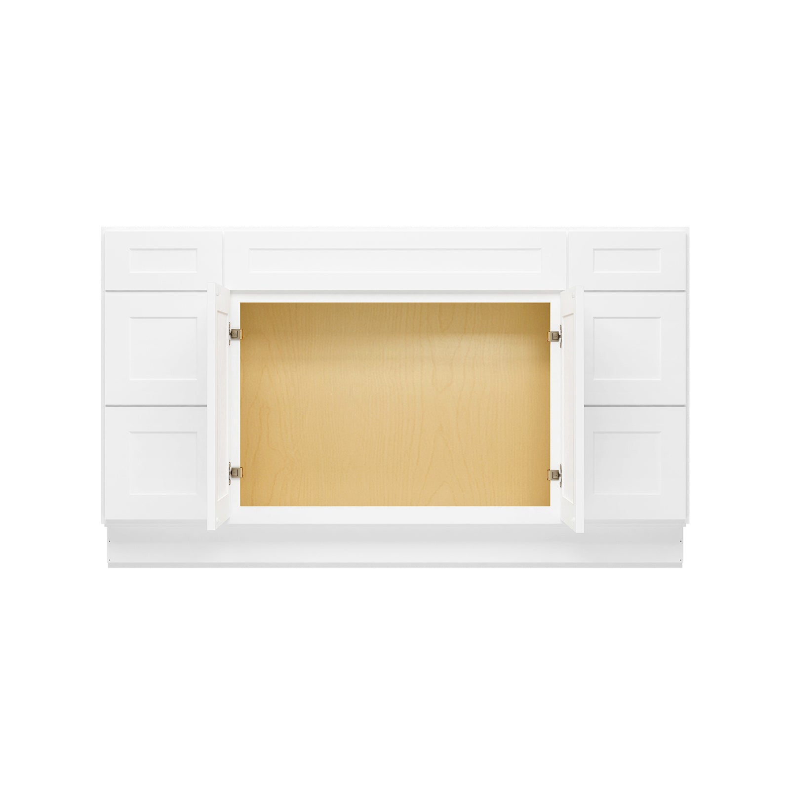 Easy-DIY Combo Bases - Two Drawer Stack 60 in. W x 21 in. D x 34.5 in. H Bath Vanity Cabinet without Top in Shaker White