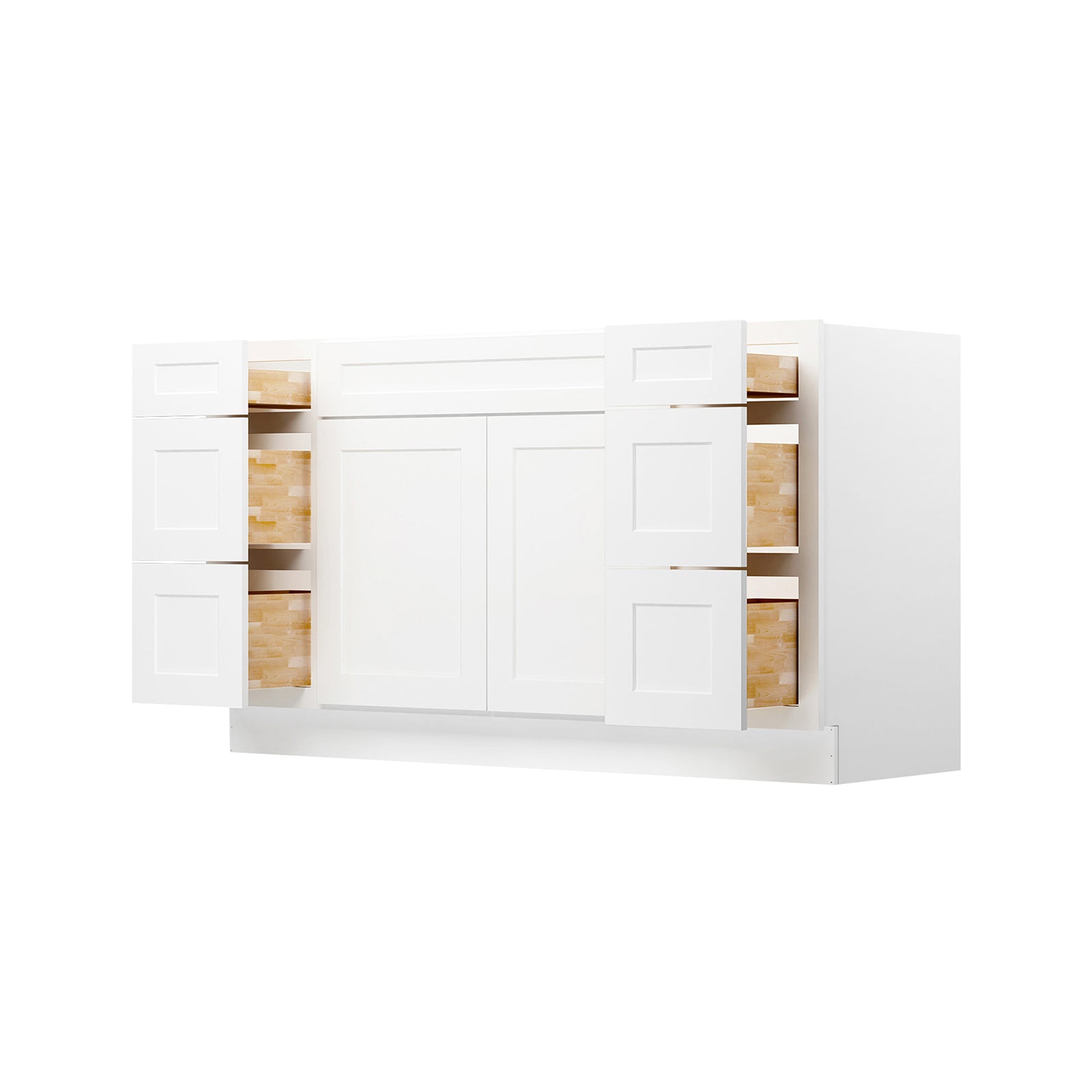 Easy-DIY Combo Bases - Two Drawer Stack 60 in. W x 21 in. D x 34.5 in. H Bath Vanity Cabinet without Top in Shaker White