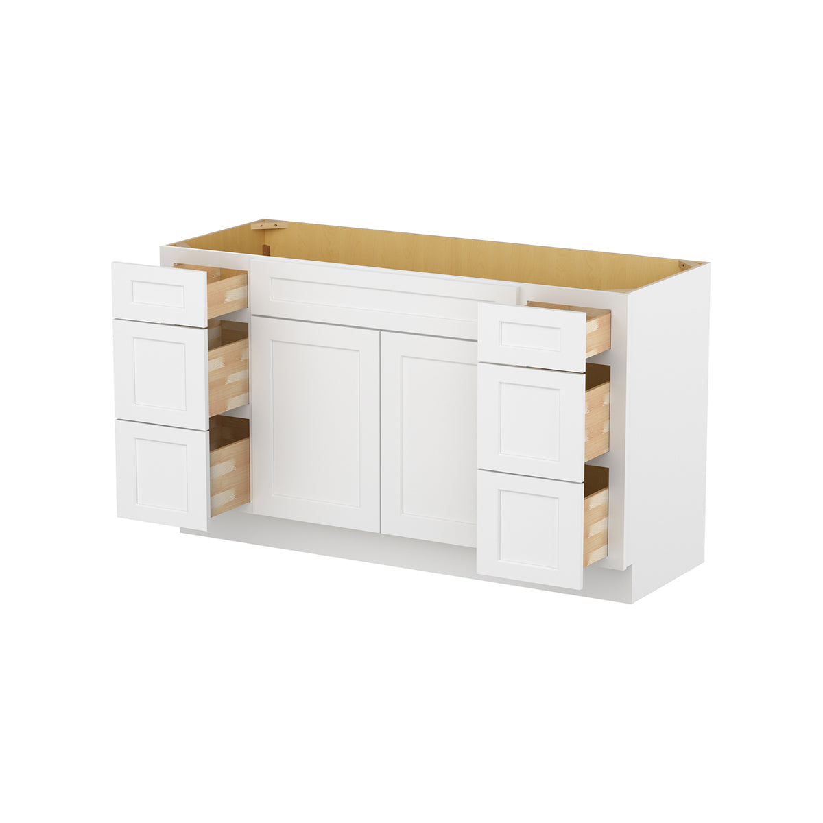 Easy-DIY Combo Bases - Two Drawer Stack 60 in. W x 21 in. D x 34.5 in. H Bath Vanity Cabinet without Top in Shaker White