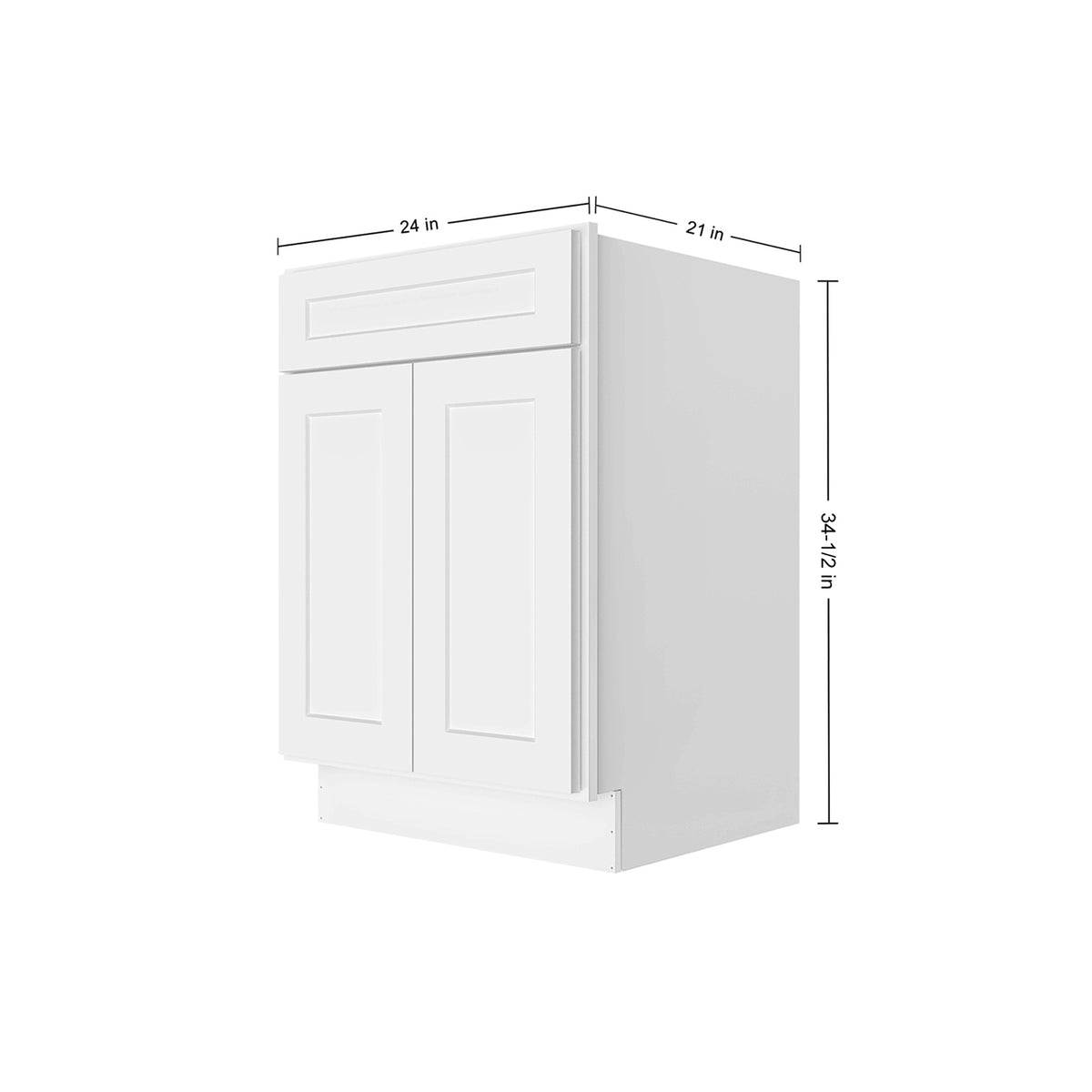 Camlock 24 in. W. x 21 in. D x 34.5 in. H Ready to Assemble Bath Vanity Cabinet without Top in Shaker White