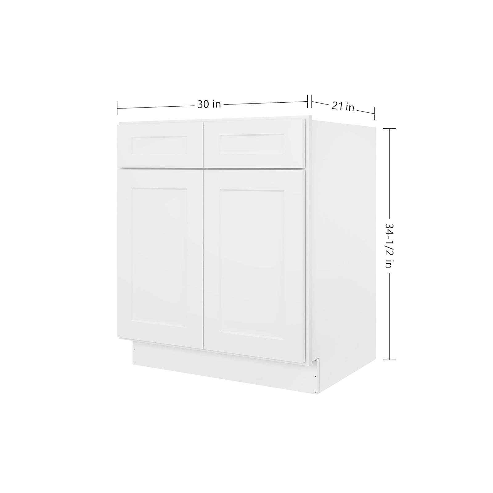 Camlock 30 in. W x 21 in. D x 34.5 in. H Ready to Assemble Bath Vanity Cabinet without Top in Shaker White
