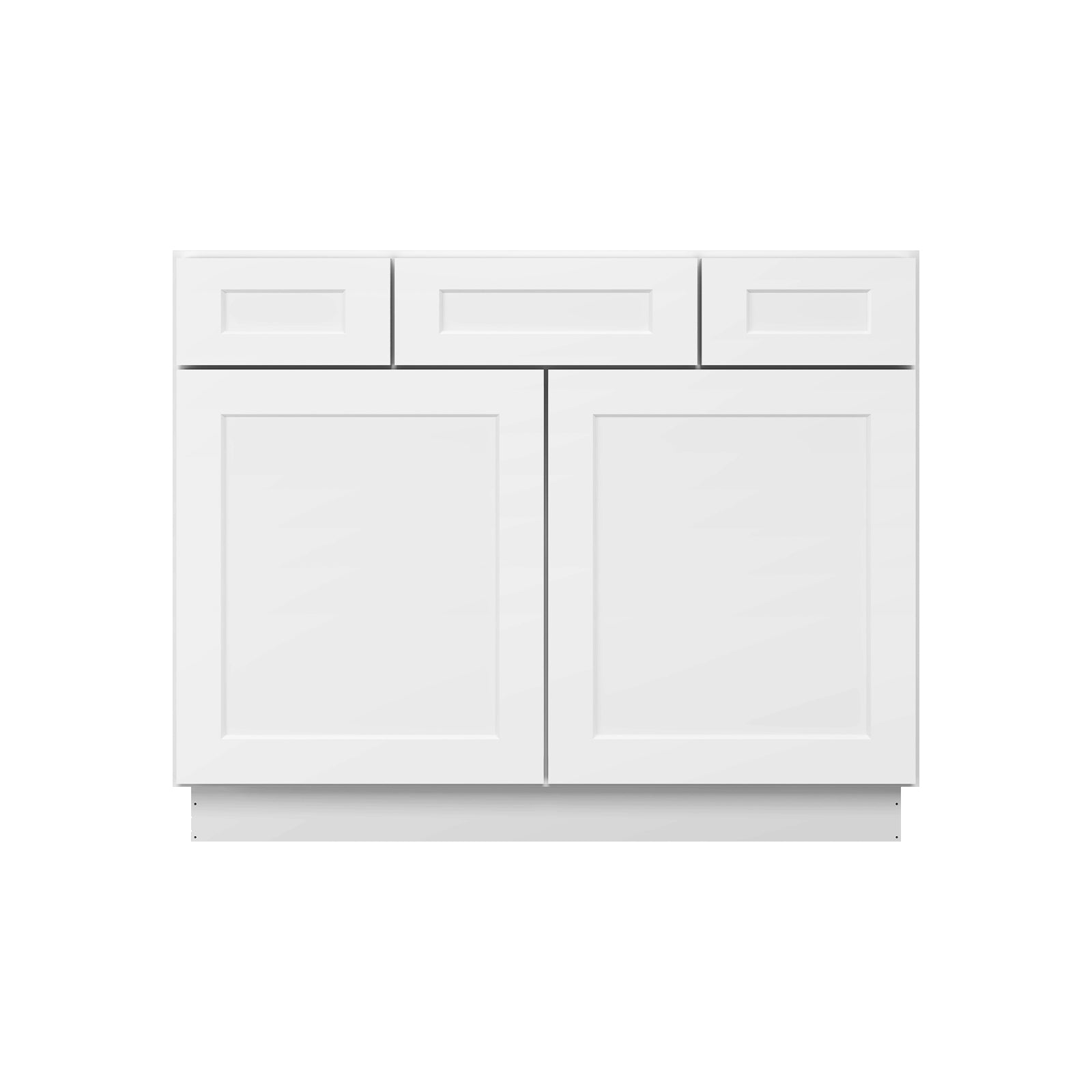 Camlock 2-Drawer 42 in. W x 21 in. D x 34.5 in. H Ready to Assemble Bath Vanity Cabinet without Top in Shaker White