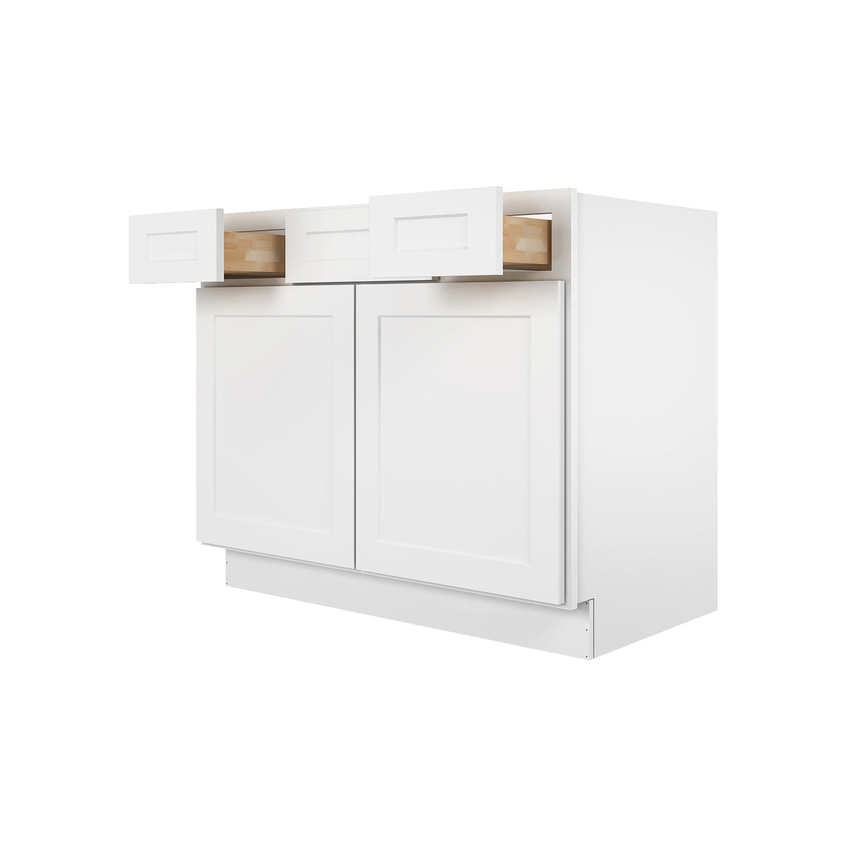 Camlock 2-Drawer 42 in. W x 21 in. D x 34.5 in. H Ready to Assemble Bath Vanity Cabinet without Top in Shaker White