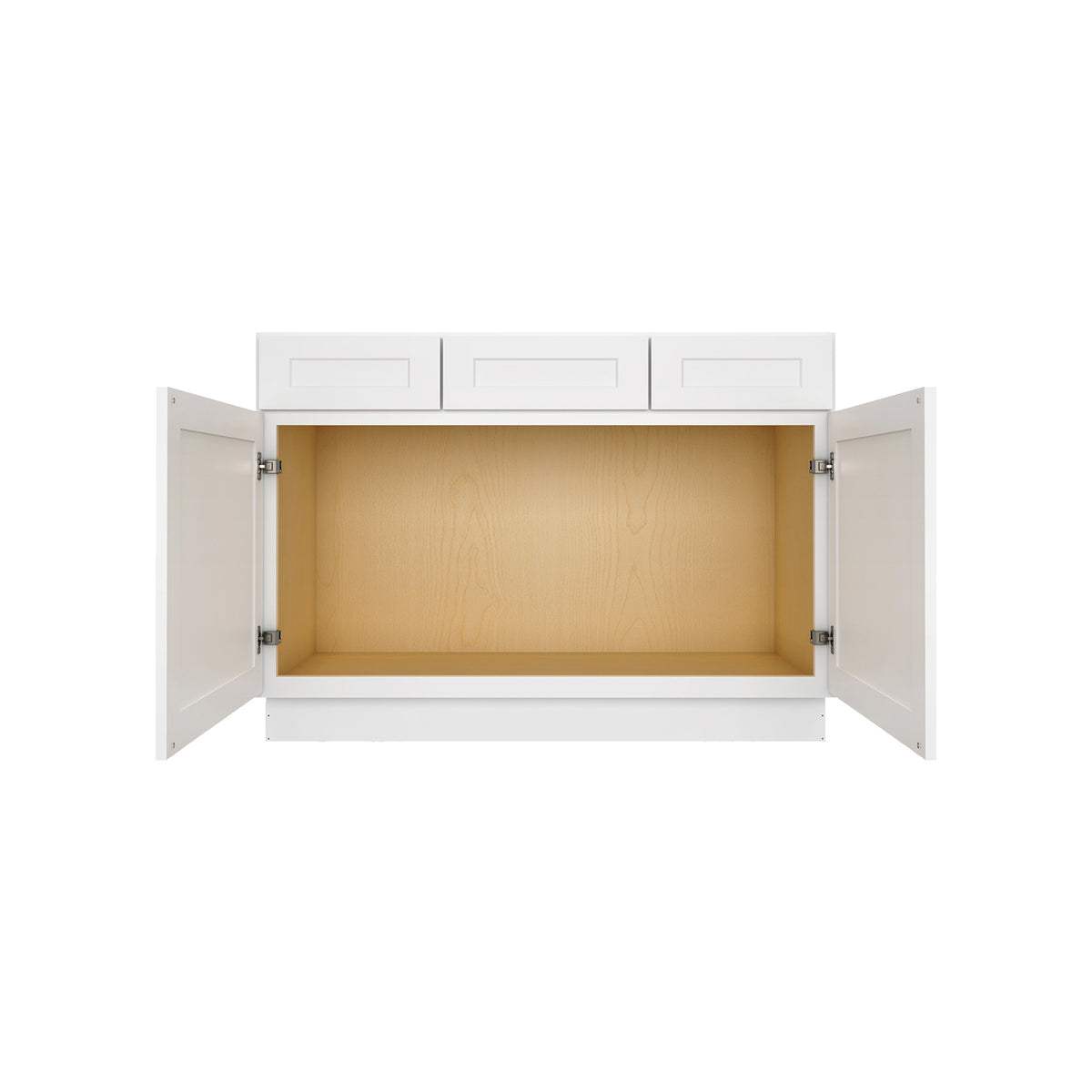Camlock 2-Drawer 48 in. W x 21 in. D x 34.5 in. H Ready to Assemble Bath Vanity Cabinet without Top in Shaker White