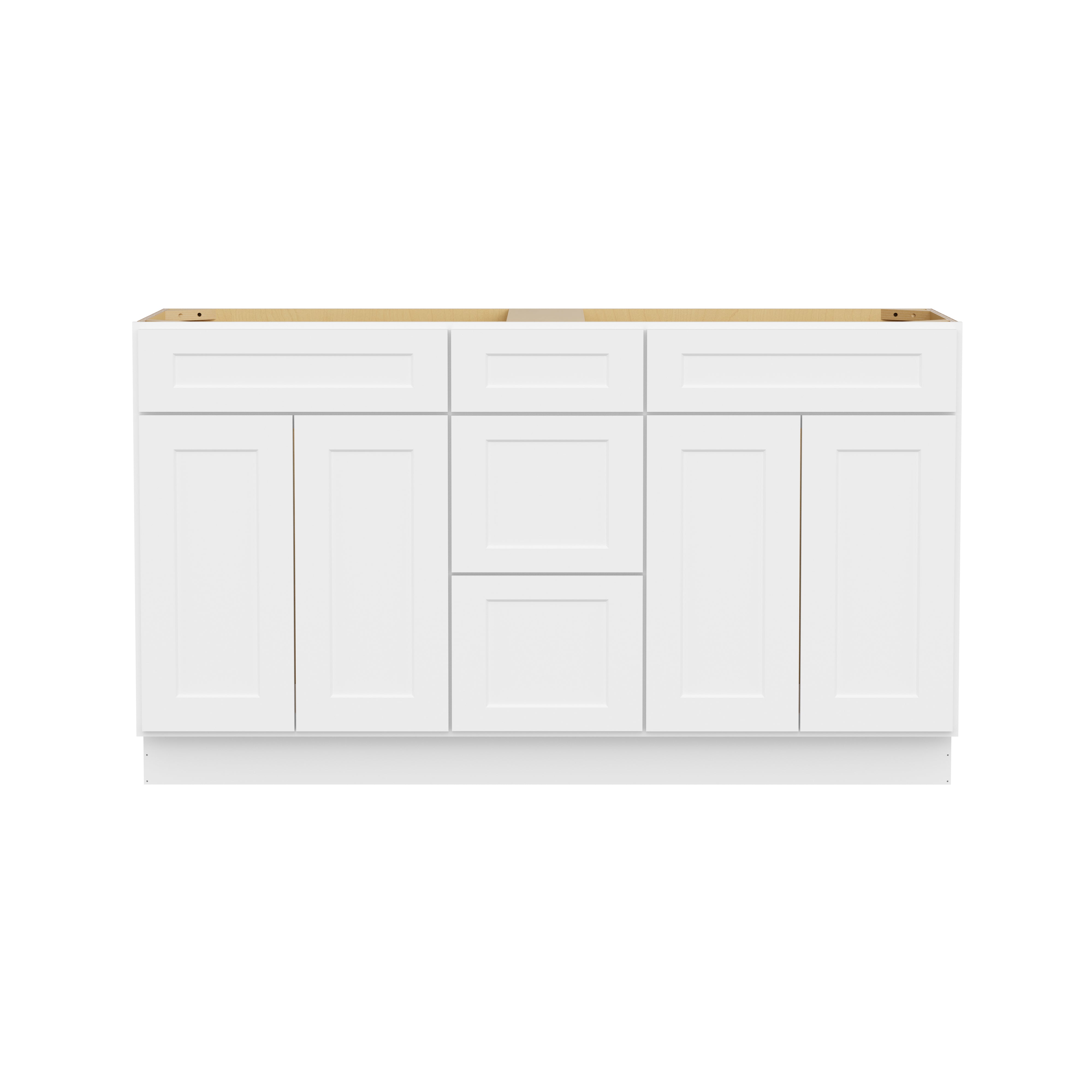 Easy-DIY Combo Bases - One Drawer Stack 60 in. W x 21 in. D x 34.5 in. H Bath Vanity Cabinet without Top in Shaker White