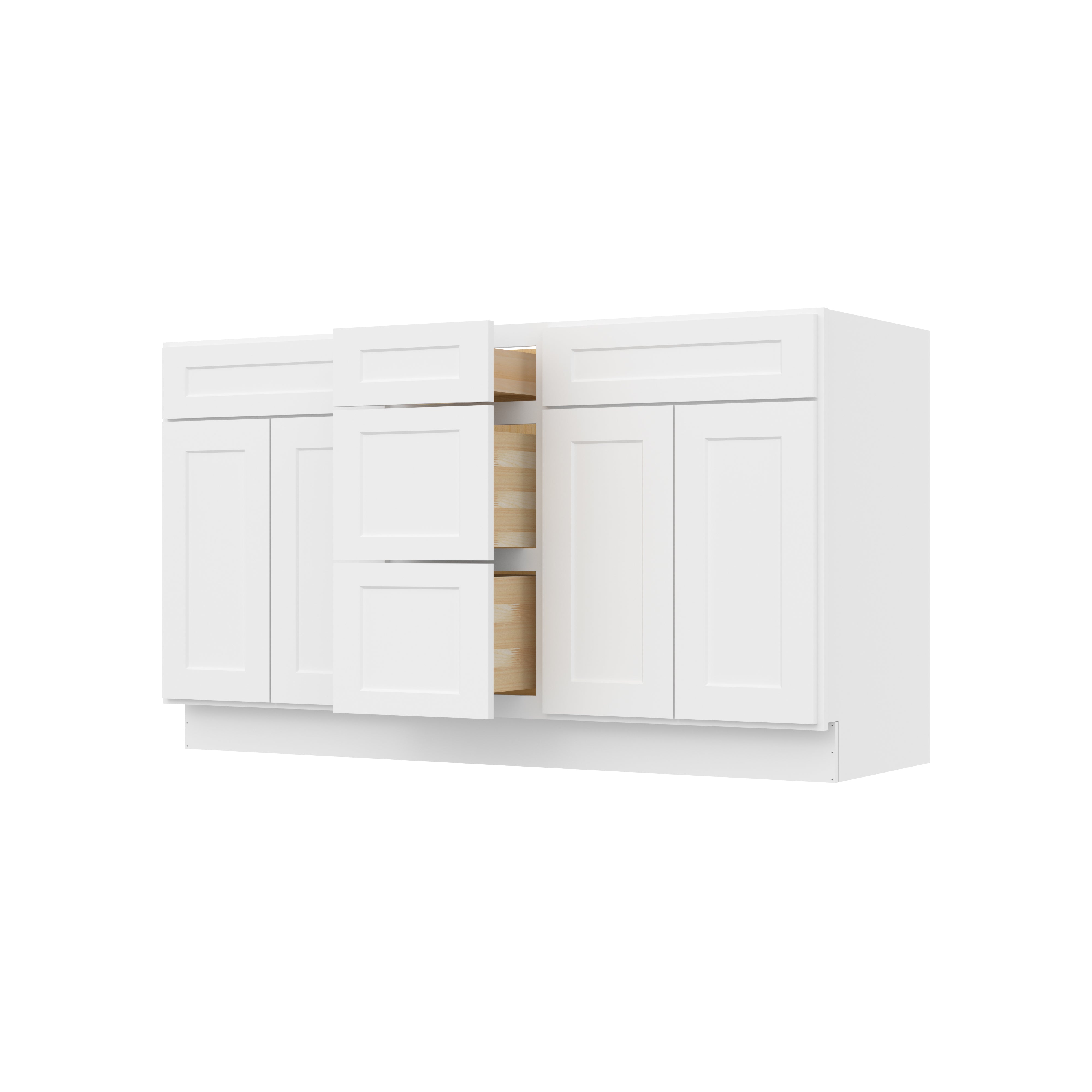 Easy-DIY Combo Bases - One Drawer Stack 60 in. W x 21 in. D x 34.5 in. H Bath Vanity Cabinet without Top in Shaker White