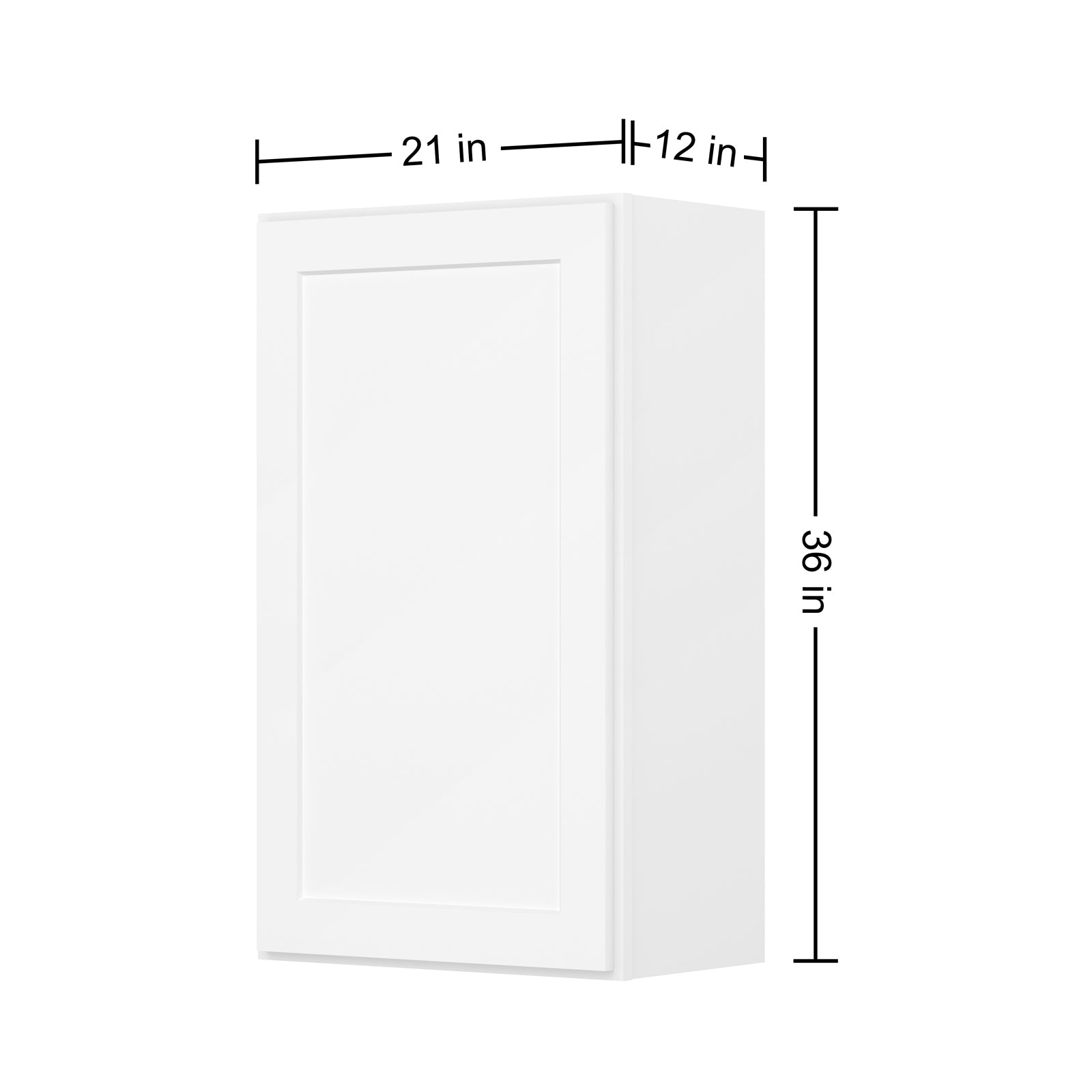 HOMLUX Easy-DIY 21-in W x 12-in D x 42-in H in Shaker White Ready to Assemble Wall Kitchen Cabinet 1 Door-3 Shelves