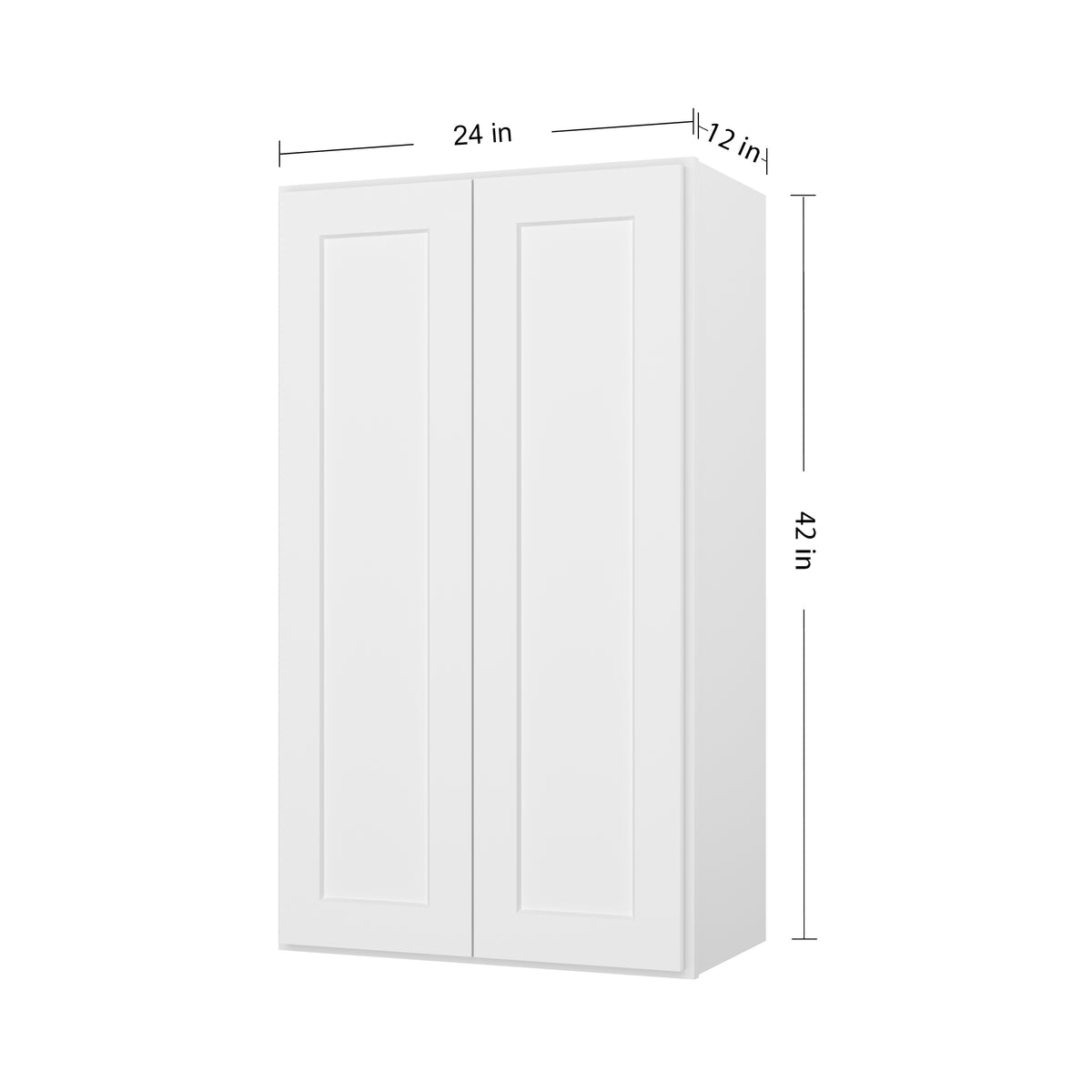Easy-DIY 24-in W x 12-in D x 42-in H in Shaker White Ready to Assemble Wall Kitchen Cabinet