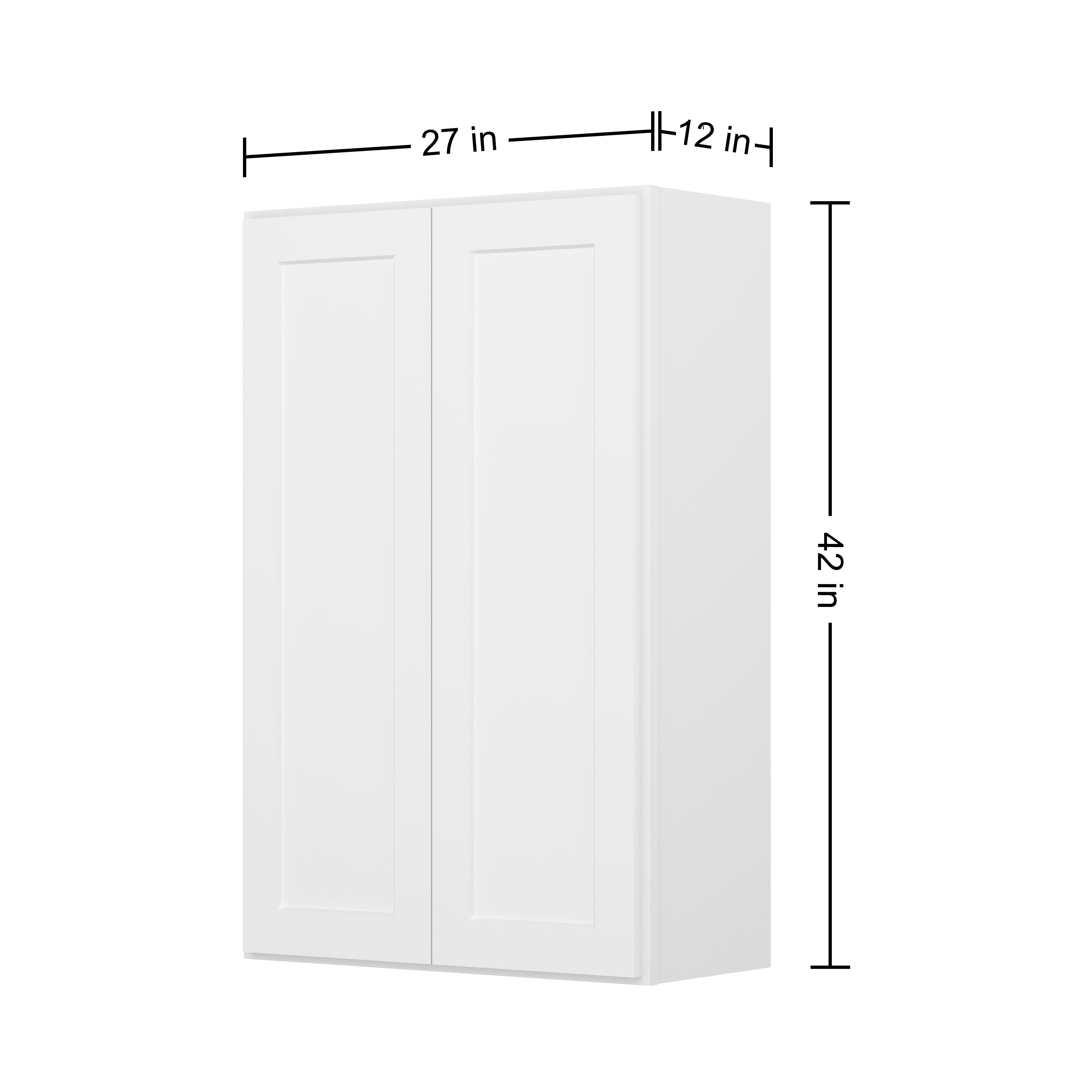 Easy-DIY 27-in W x 12-in D x 42-in H in Shaker White Ready to Assemble Wall Kitchen Cabinet 2 Door-3 Shelves