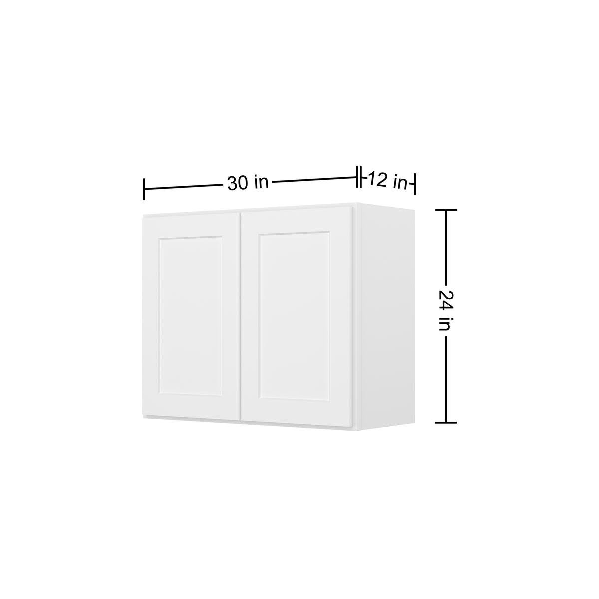 HOMLUX Easy-DIY 30-in W x 24-in D x 24-in H in Shaker White Ready to Assemble Wall Refrigerator Kitchen Cabinet with 2 Doors