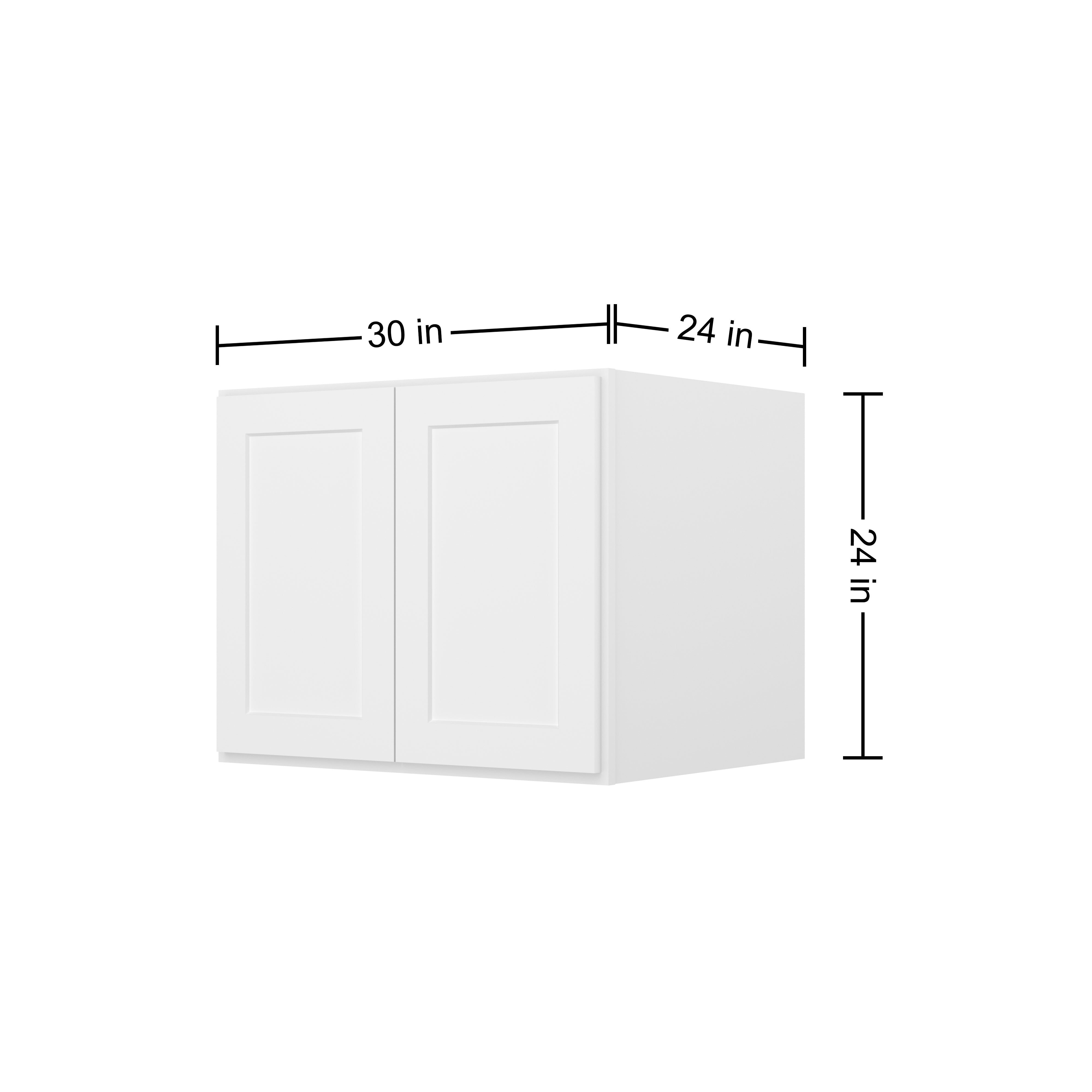 HOMLUX Easy-DIY 30-in W x 24-in D x 24-in H in Shaker White Ready to Assemble Wall Refrigerator Kitchen Cabinet with 2 Doors