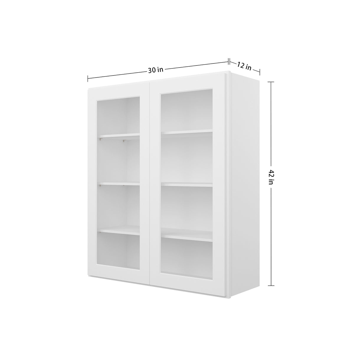 HOMLUX Easy DIY 30-in W x 12-in D x 42-in H in Royal White Plywood Ready to Assemble Wall Kitchen Cabinet Glass NOT included