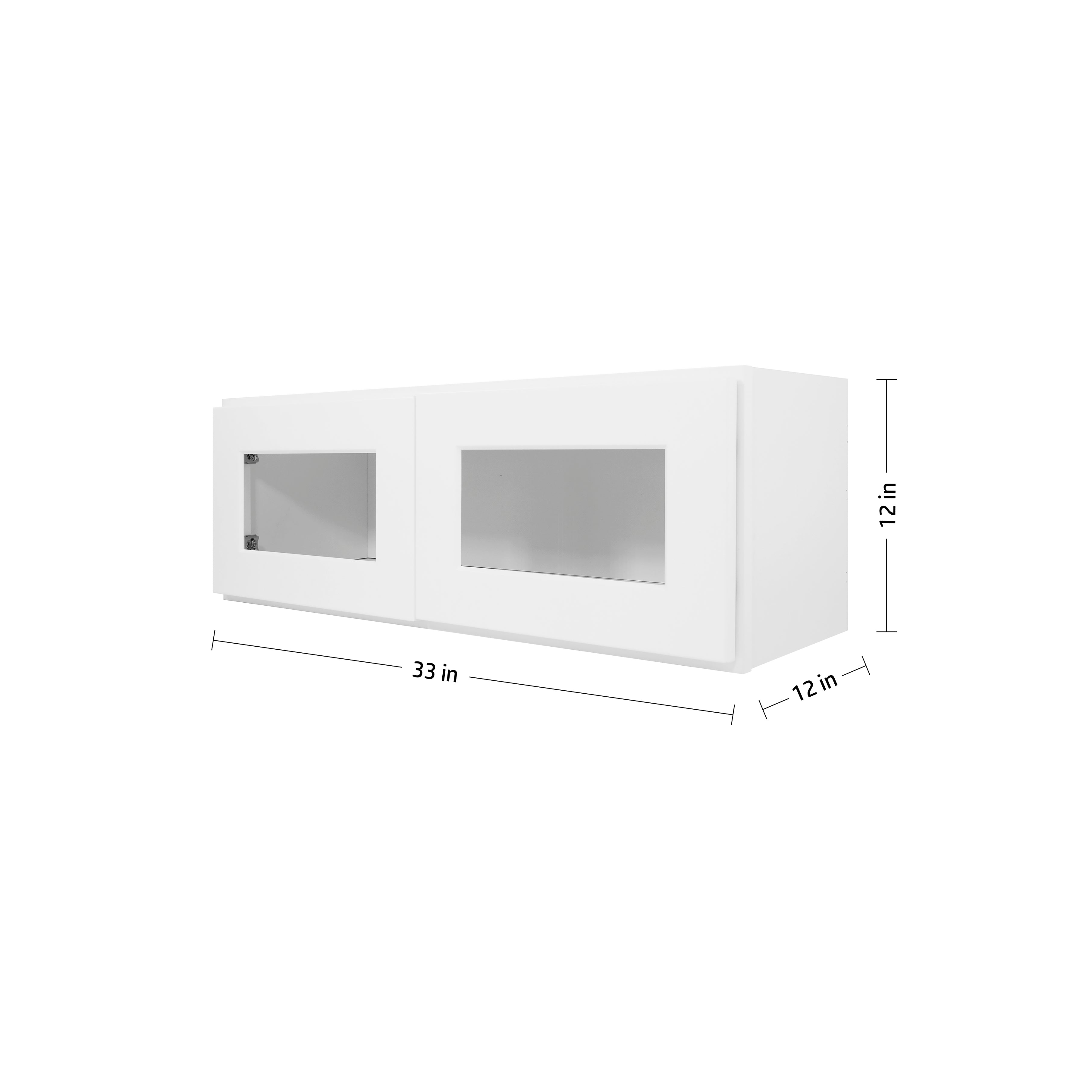 Easy-DIY 33-in W x 12-in D x 12-in H in Shaker White Ready to Assemble Wall Kitchen Cabinet Glass NOT Included