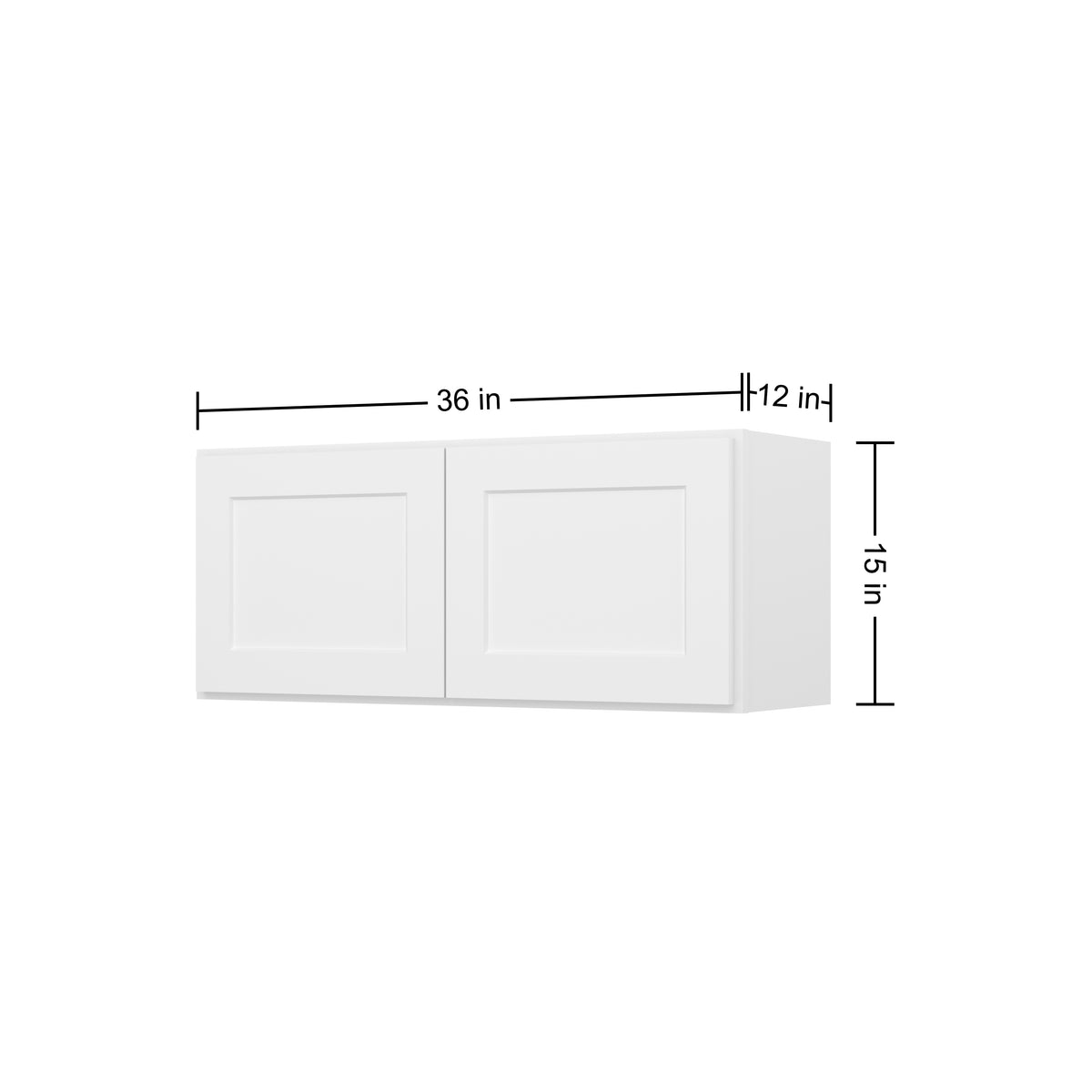 HOMLUX Easy-DIY 36-in W x 12-in D x 15-in H in Shaker White Ready to Assemble Wall Kitchen Cabinet 2 Doors