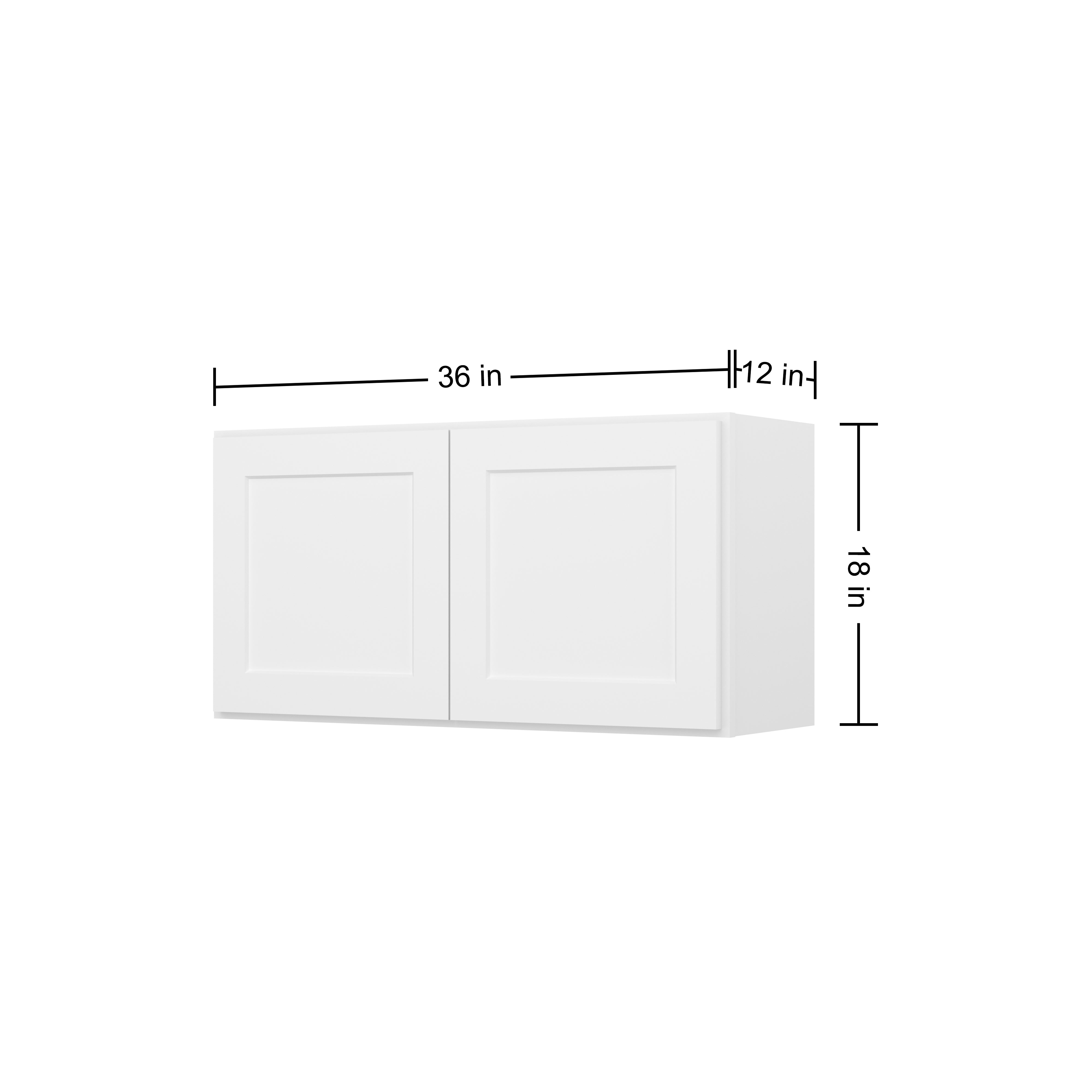 HOMLUX Easy-DIY 36-in W x 12-in D x 42-in H in Shaker White Ready to Assemble Wall Kitchen Cabinet 2 Doors-3 Shelves