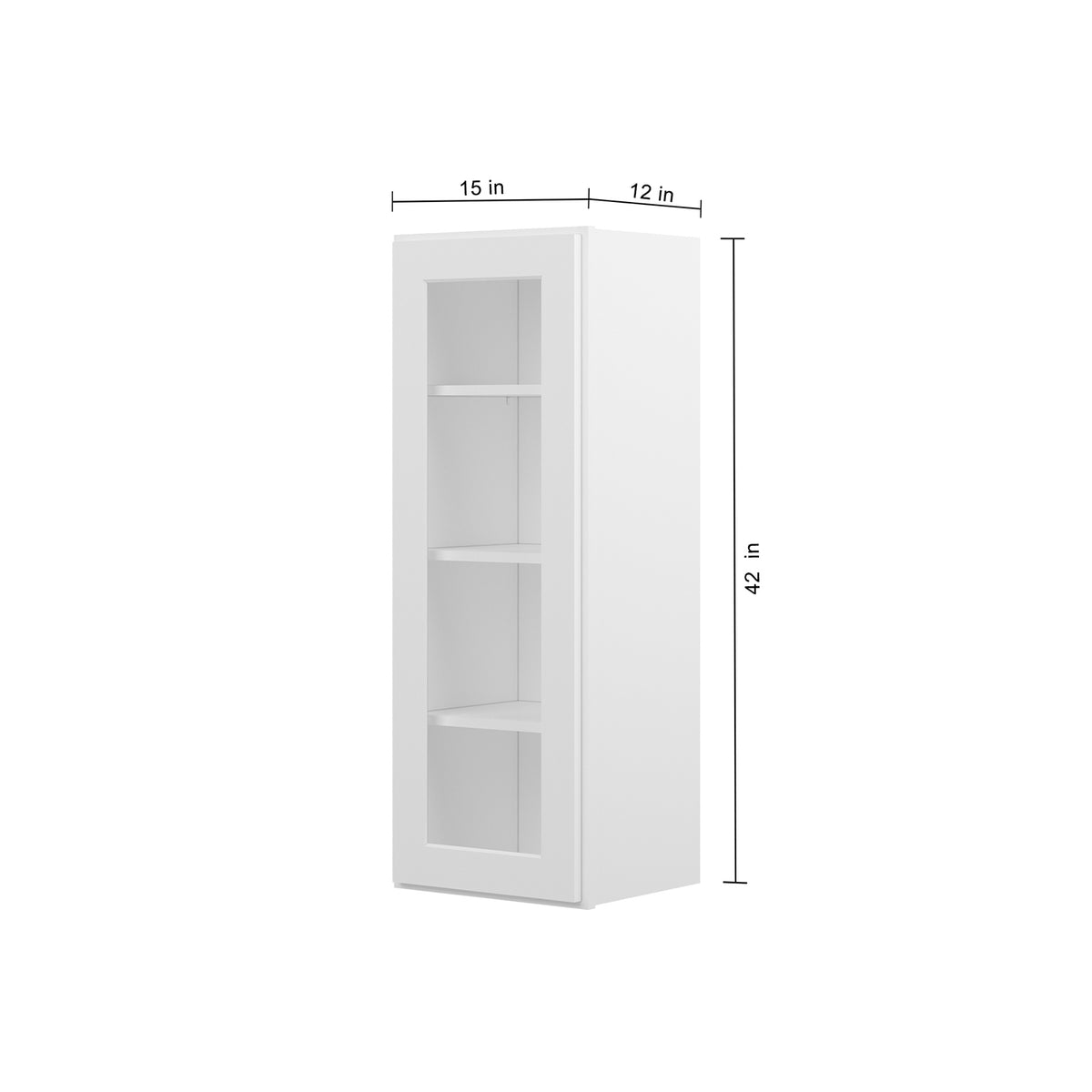 HOMLUX Easy DIY 15-in W x 12-in D x 42-in H in Royal White Plywood Ready to Assemble Wall Kitchen Cabinet Glass NOT included
