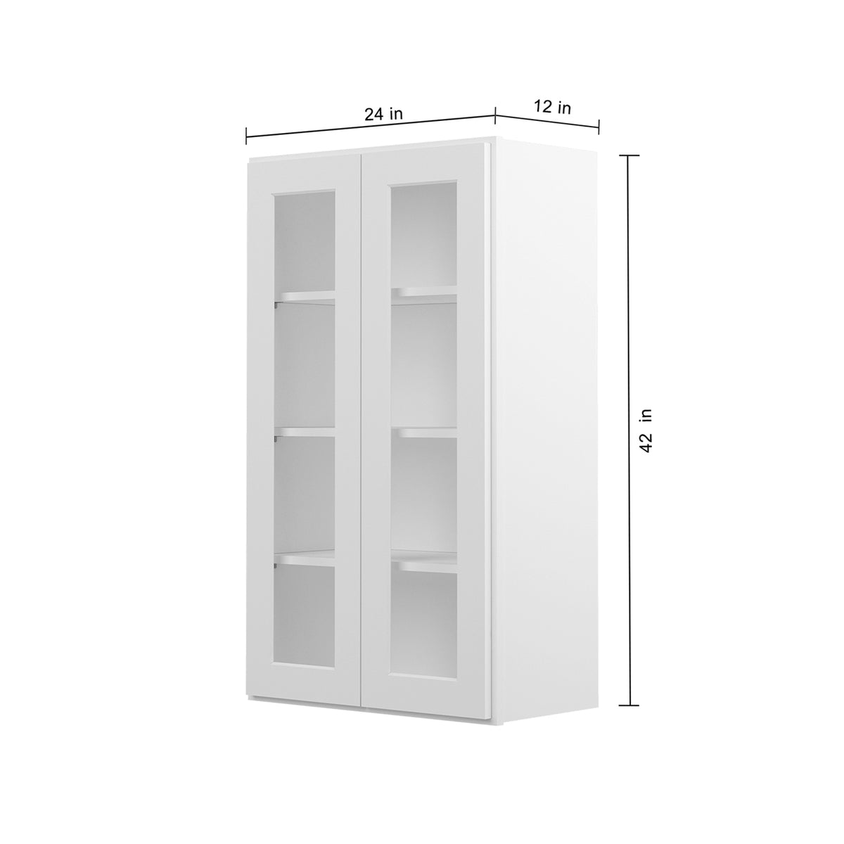 HOMLUX Easy DIY 24-in W x 12-in D x 42-in H in Royal White Plywood Ready to Assemble Wall Kitchen Cabinet Glass NOT included